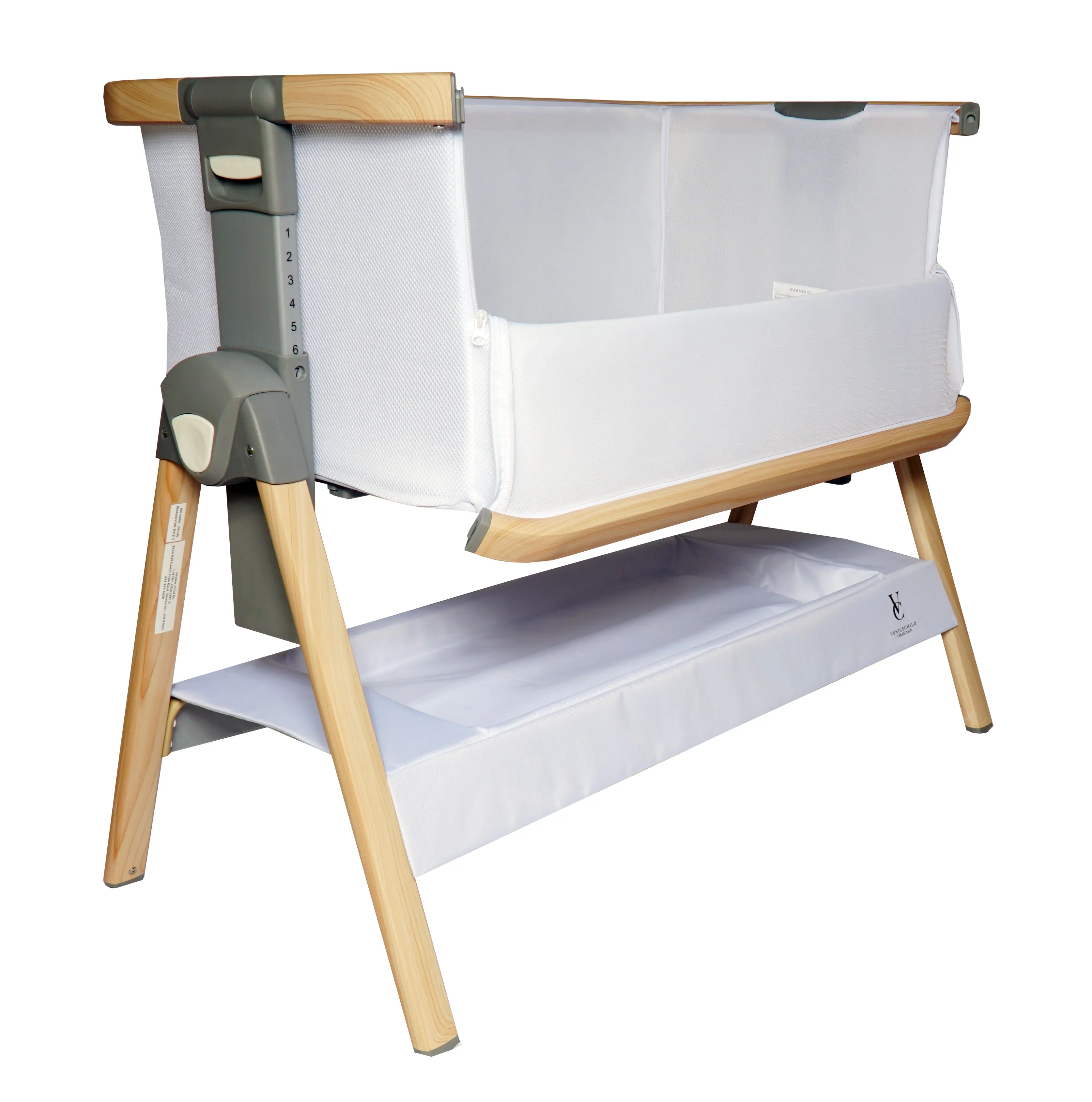 VCHD-CD01W-01 Venice Child California Dreaming White Wood Bedside Bassinet-4