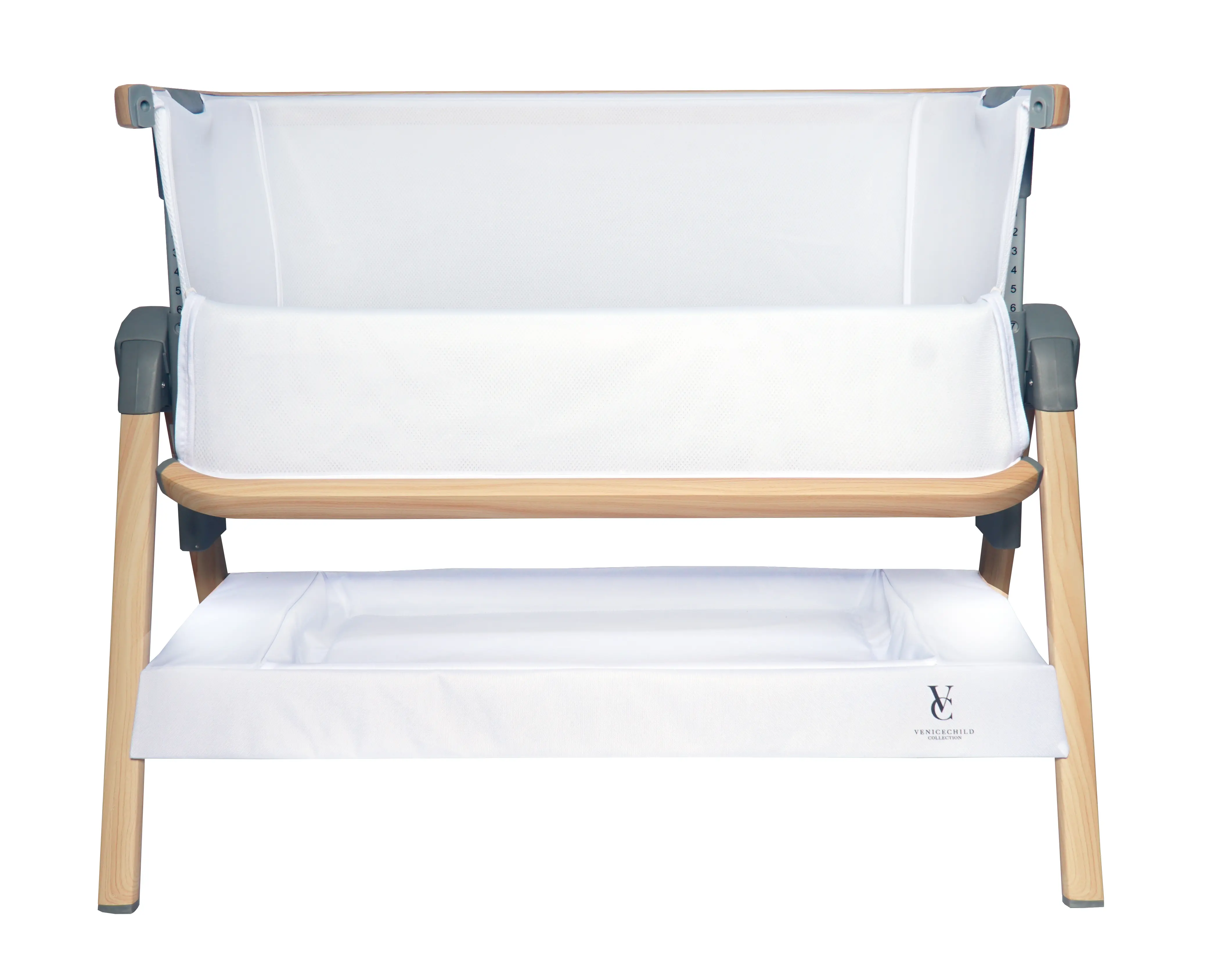 VCHD-CD01W-01 Venice Child California Dreaming White Wood Bedside Bassinet-5
