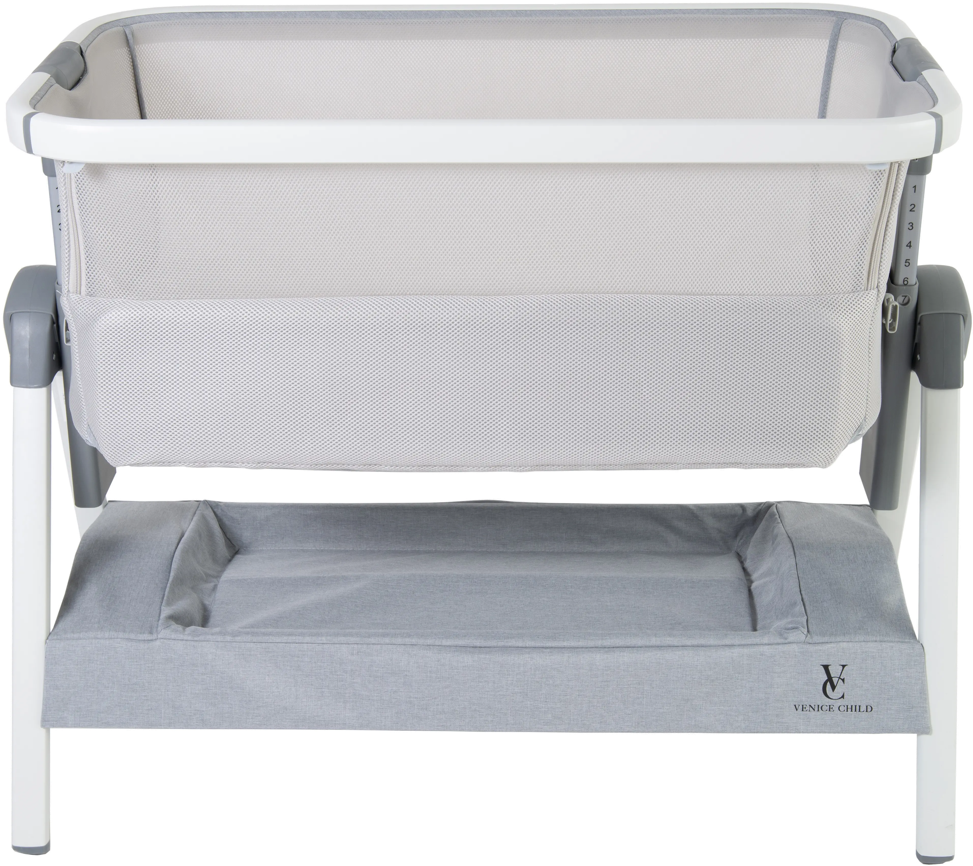 VCHD-CD02-01 Venice Child California Dreaming Gray Bedside Bassinet-1