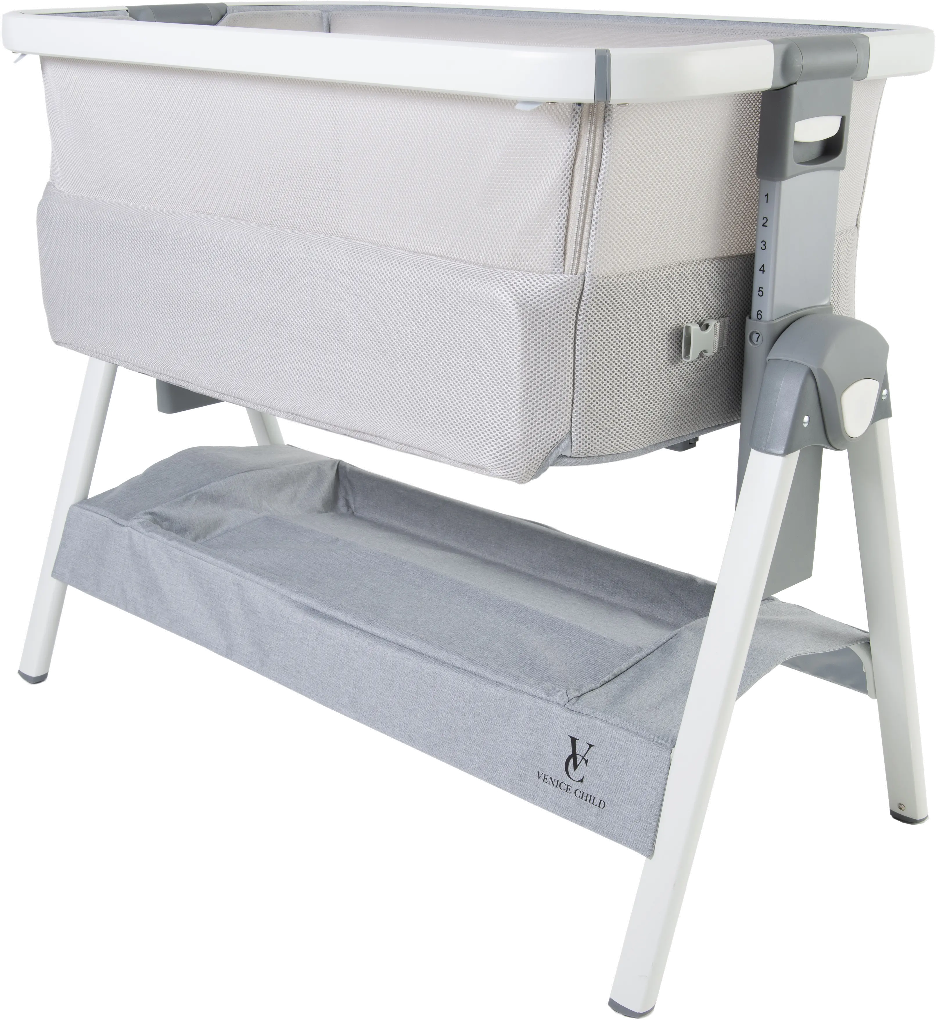 VCHD-CD02-01 Venice Child California Dreaming Gray Bedside Bassinet-3