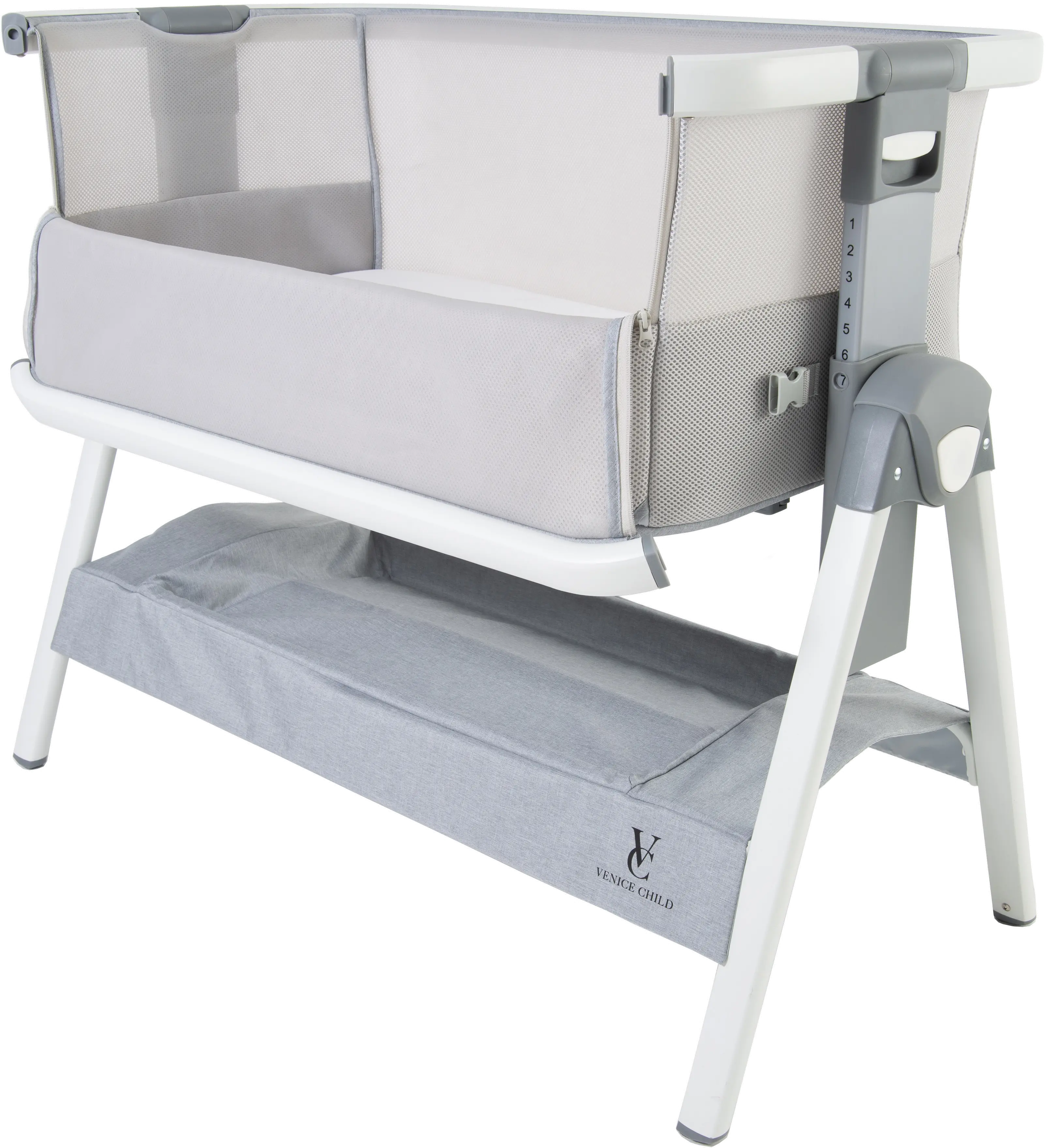 VCHD-CD02-01 Venice Child California Dreaming Gray Bedside Bassinet-4