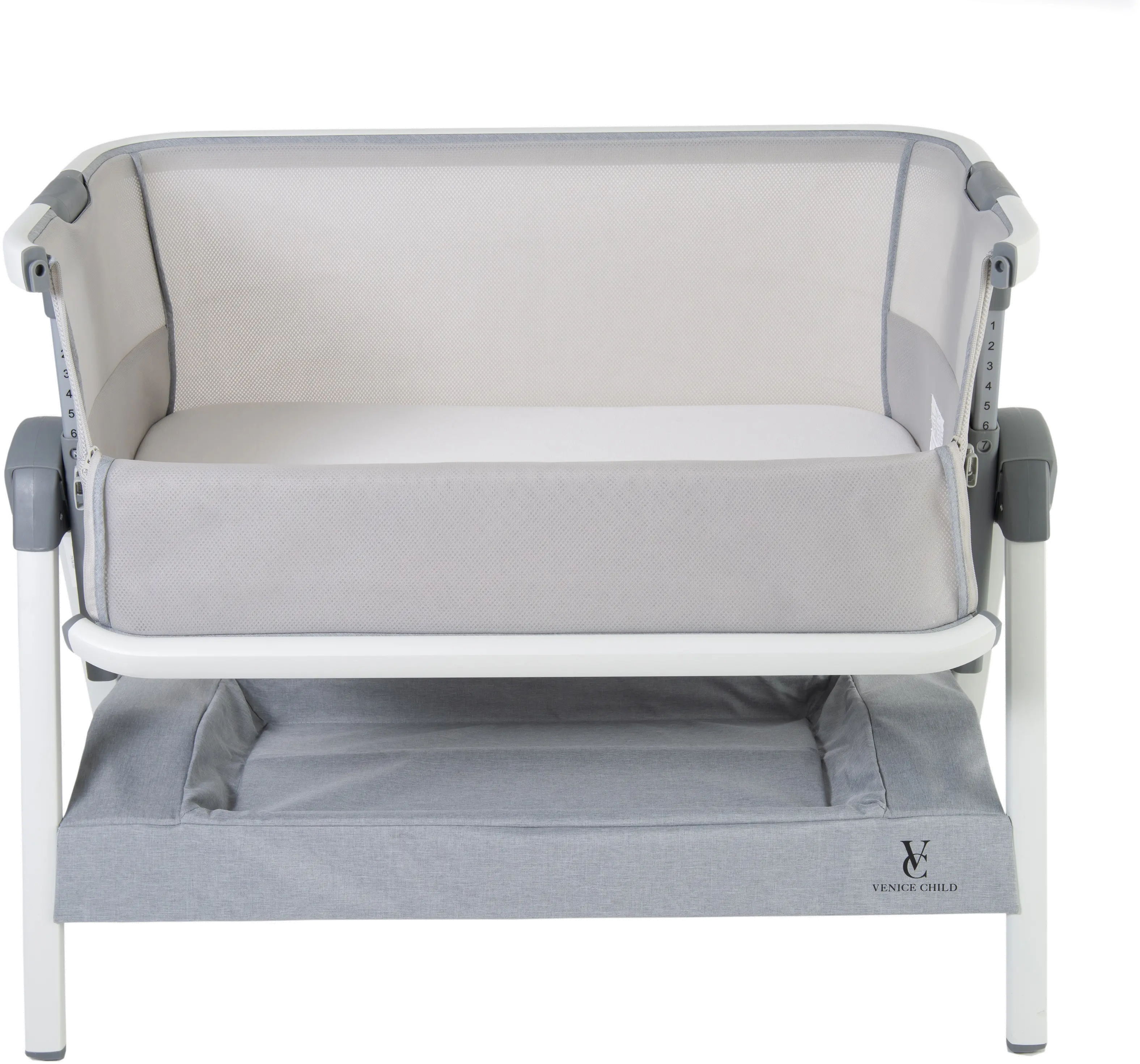 VCHD-CD02-01 Venice Child California Dreaming Gray Bedside Bassinet-2