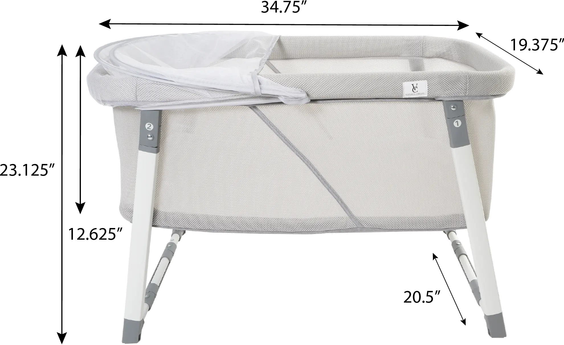 VCHD-MD02-01 Venice Child Malibu Dreams Gray Rocking Mini Bassinet-7