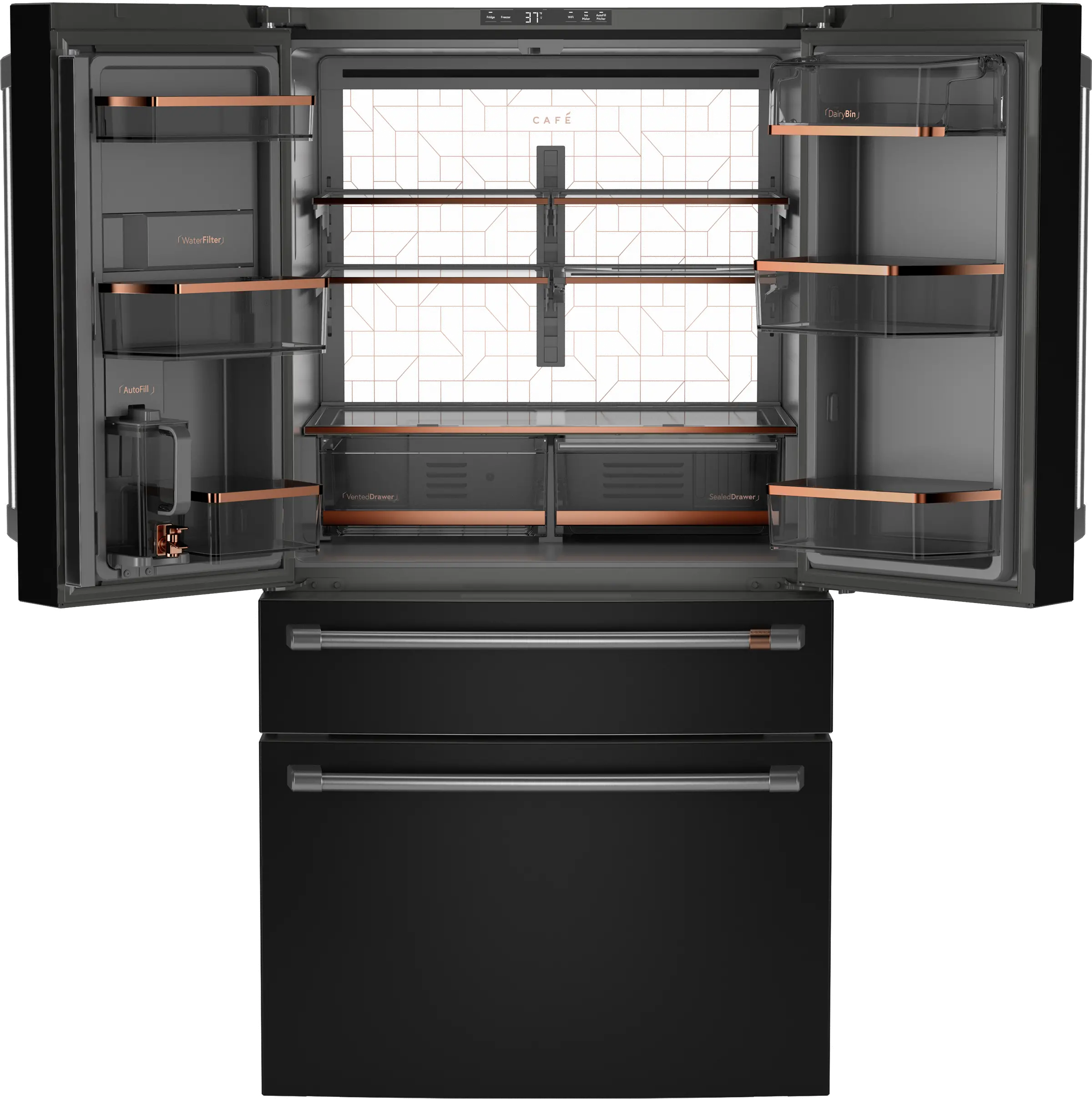 CGE29DP3TD1 Ge Cafe Smart 4-Door French Door Refrigerator - Matte Black-3
