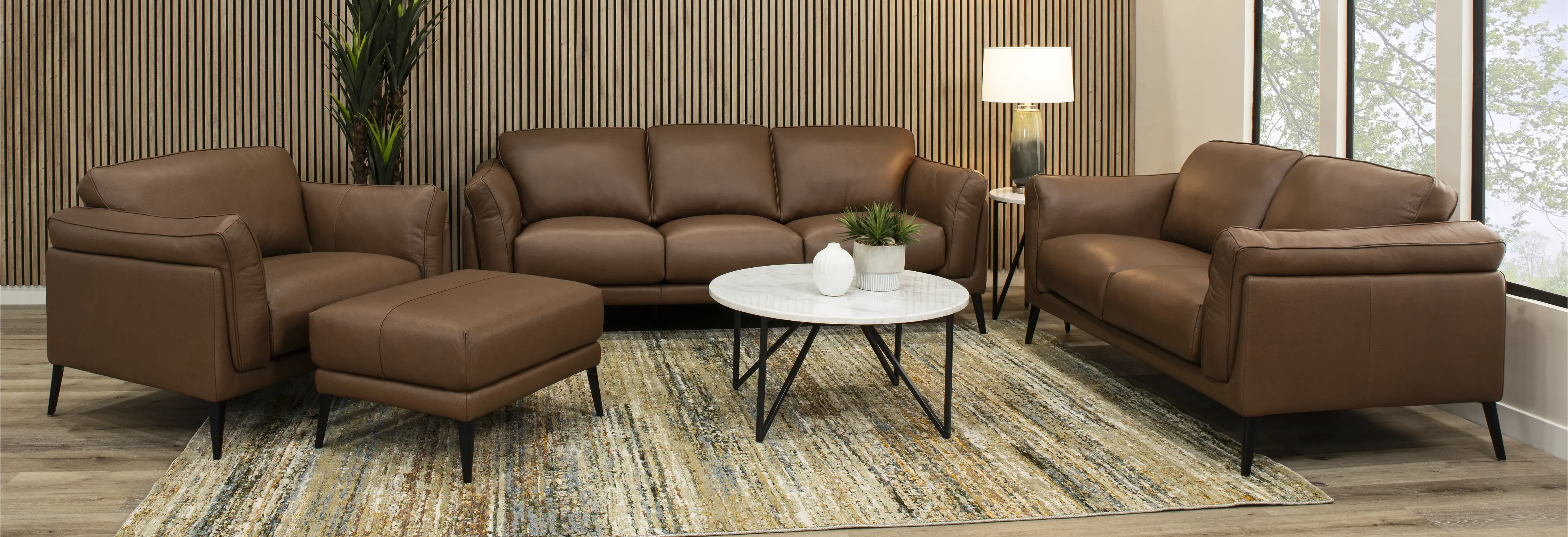 Paris Brown Leather Sofa-2