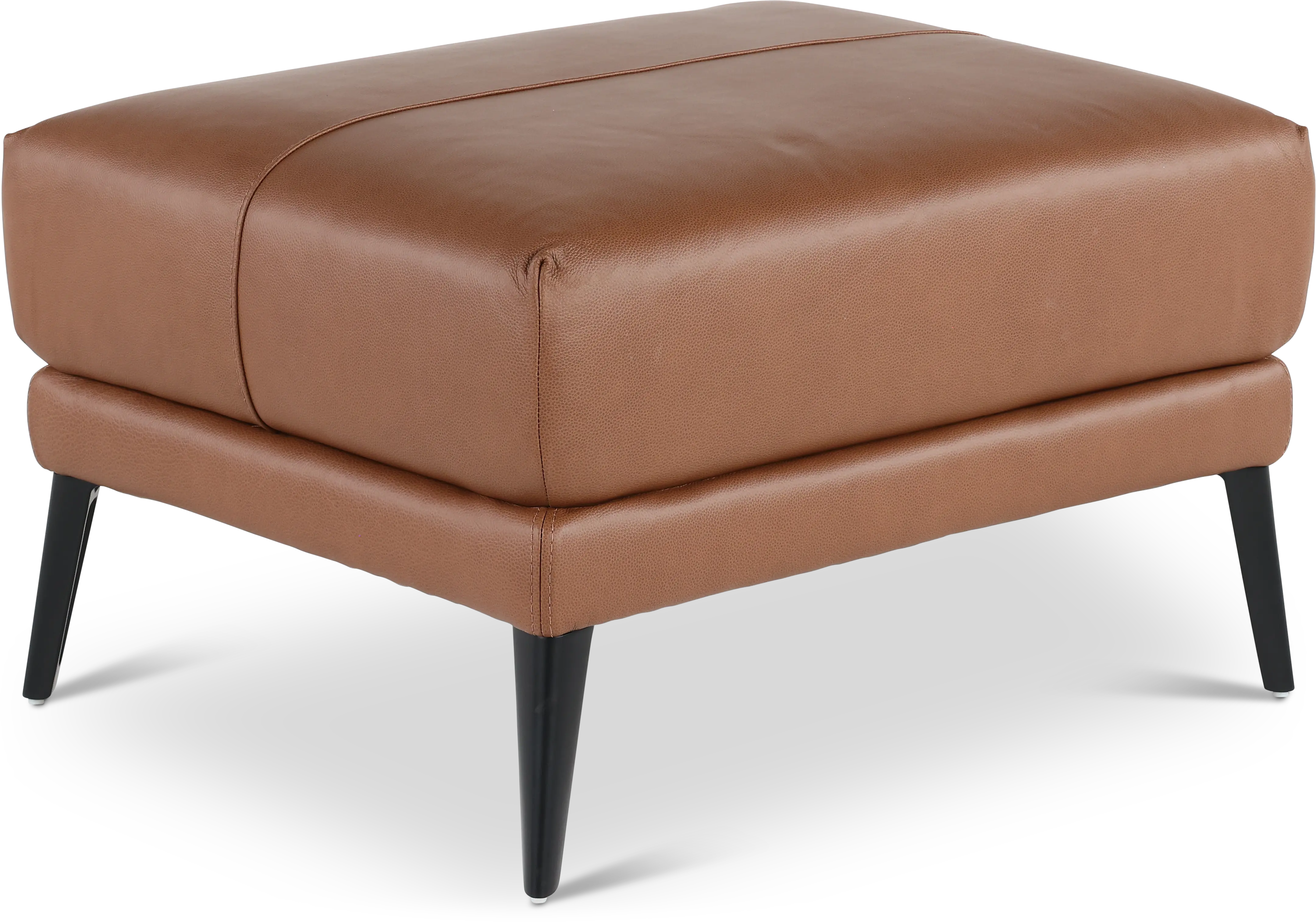 Paris Brown Leather Ottoman-1