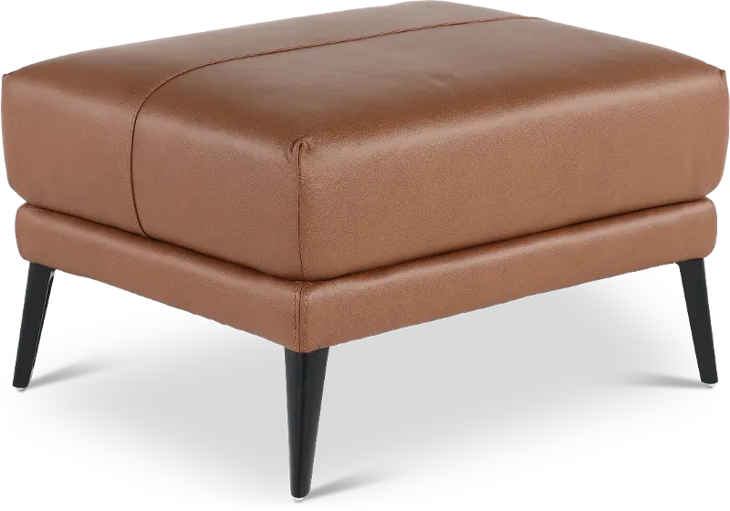 Paris Brown Leather Ottoman