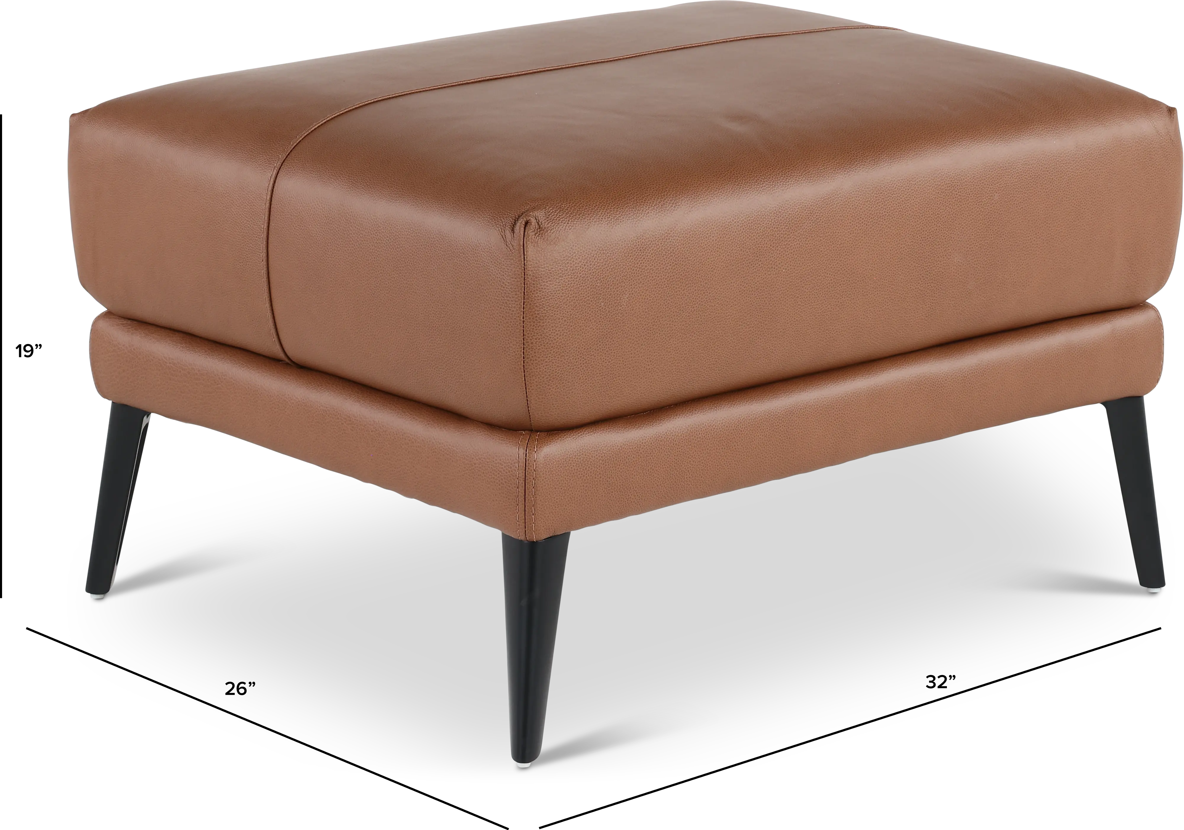 Paris Brown Leather Ottoman-3