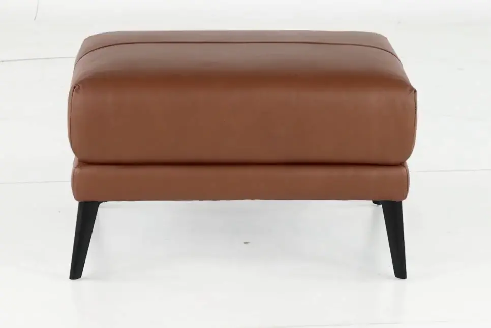 Paris Brown Leather Ottoman-7