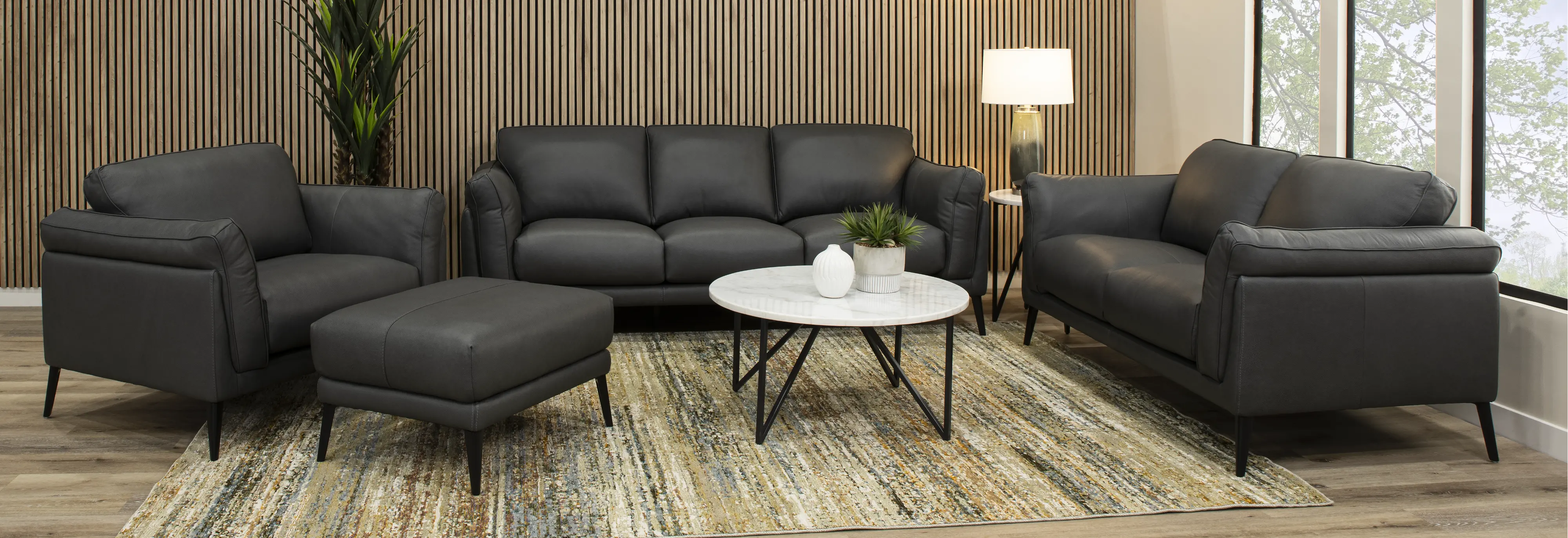 Paris Gray Leather Sofa-2