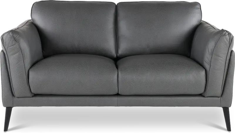 Paris Gray Leather Loveseat