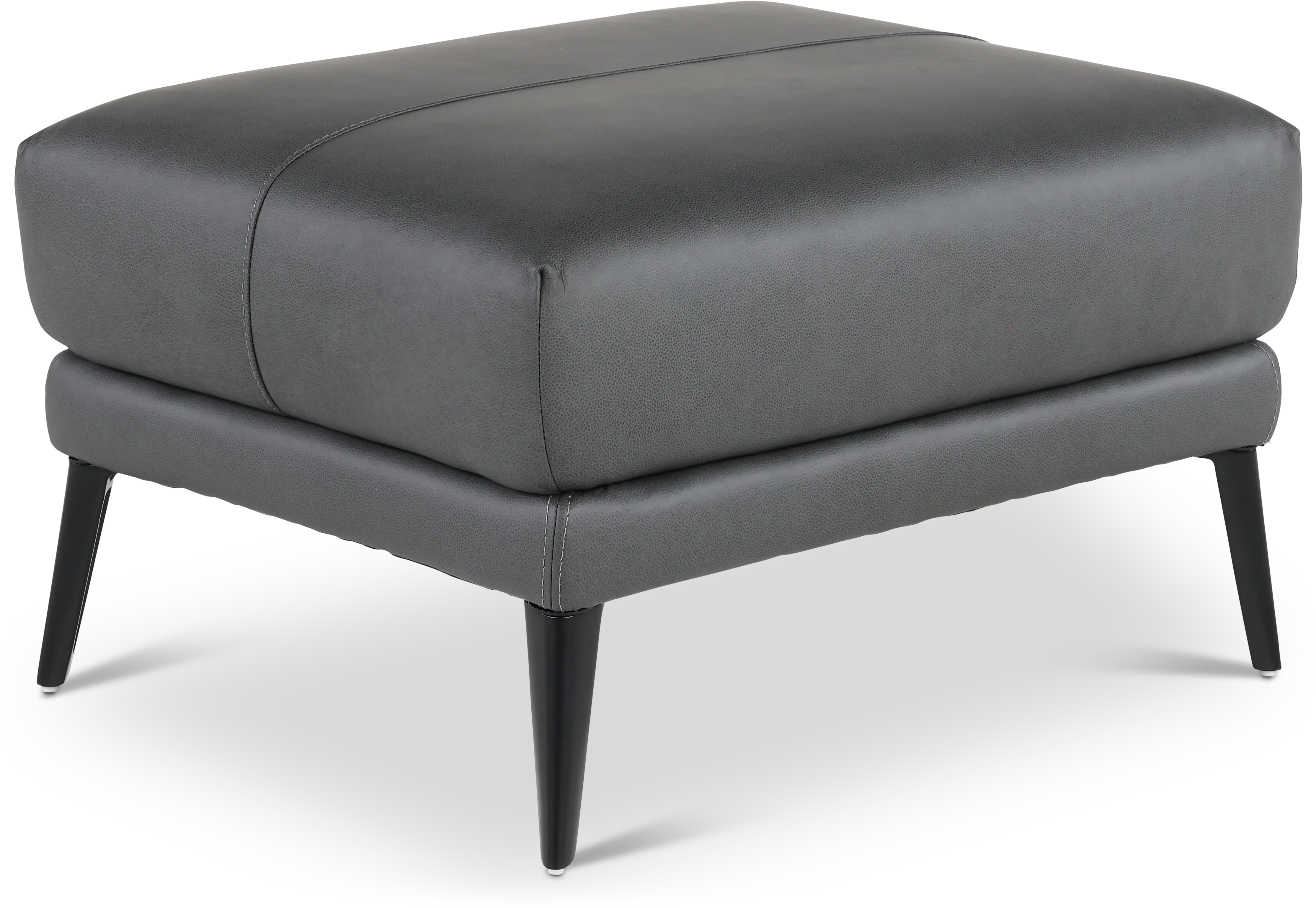 Paris Gray Leather Ottoman-1