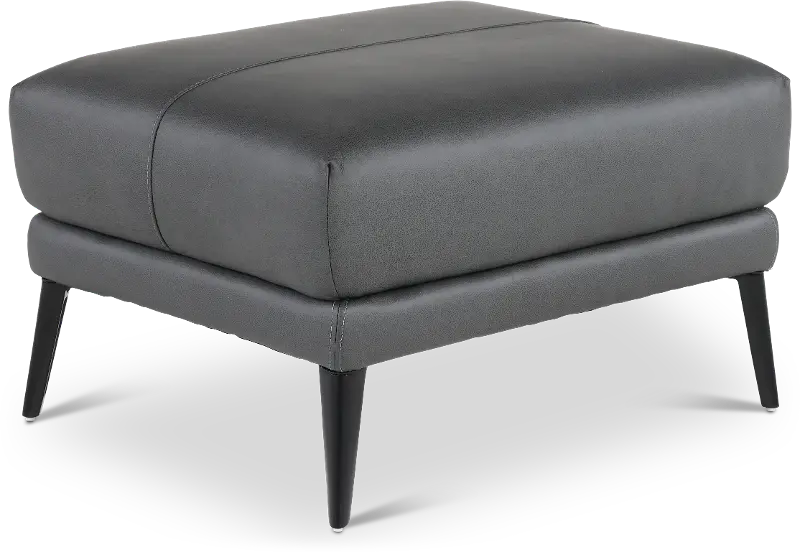 Paris Gray Leather Ottoman