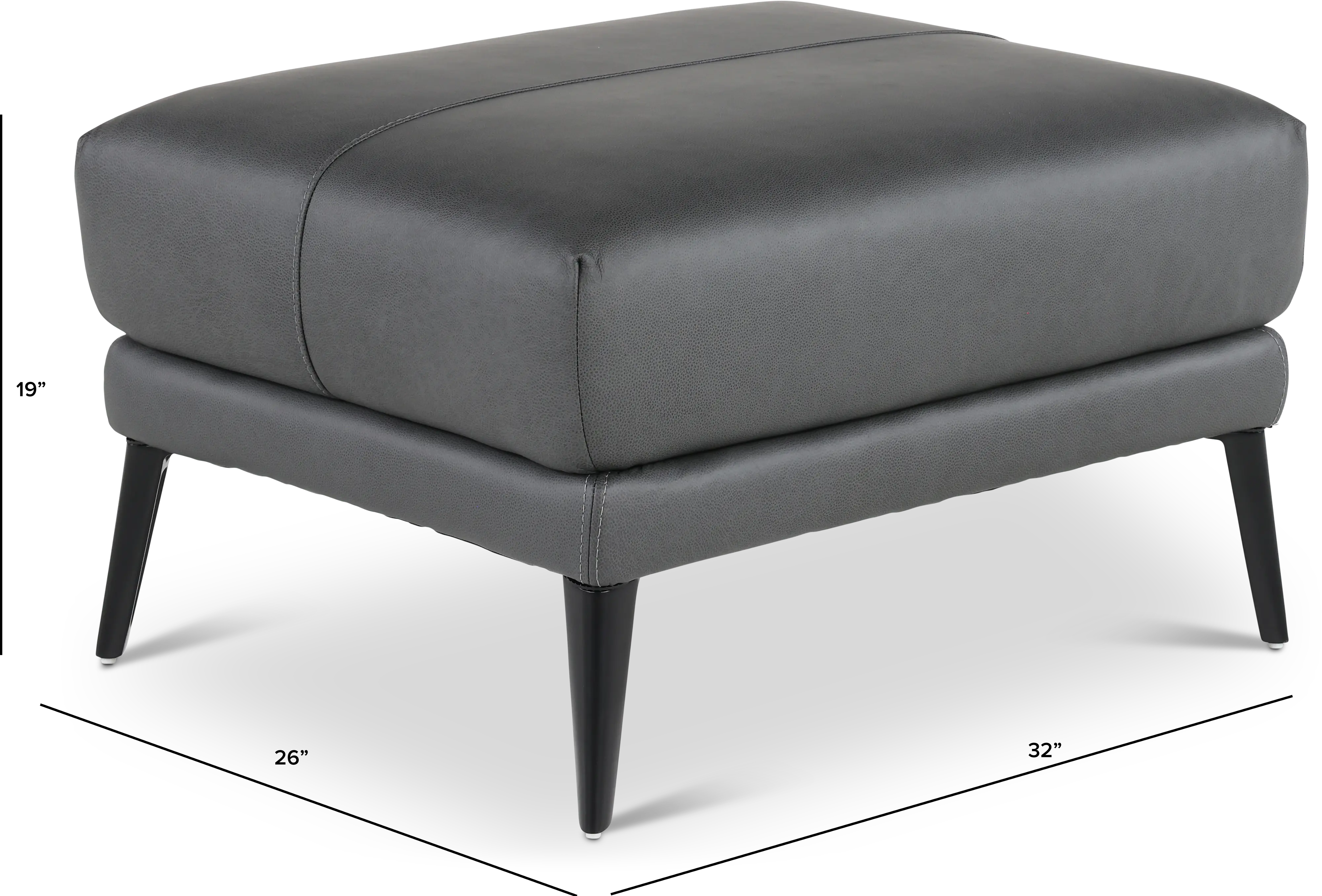 Paris Gray Leather Ottoman-3