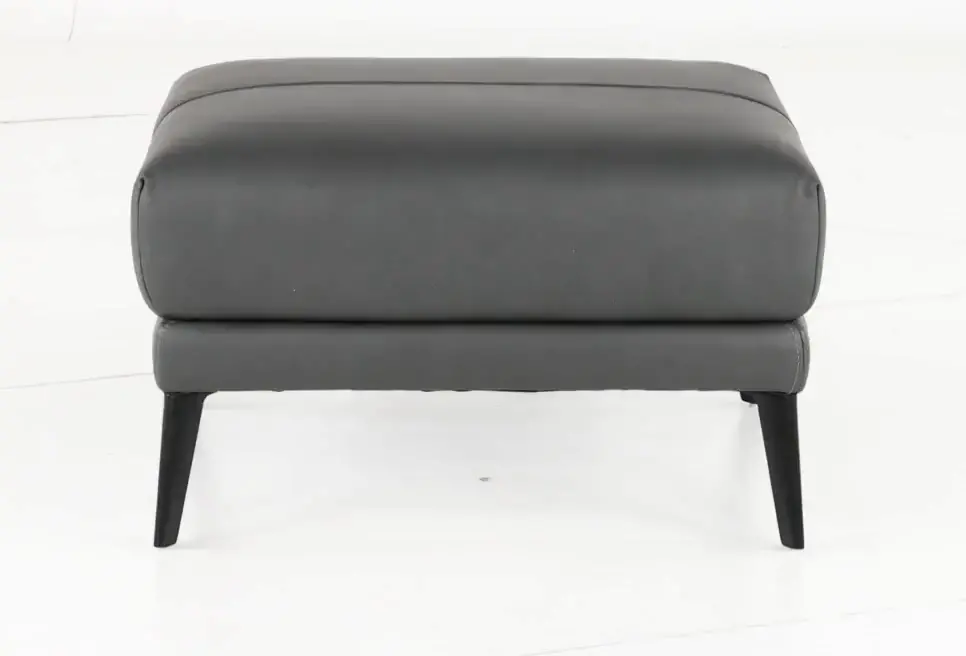 Paris Gray Leather Ottoman-7