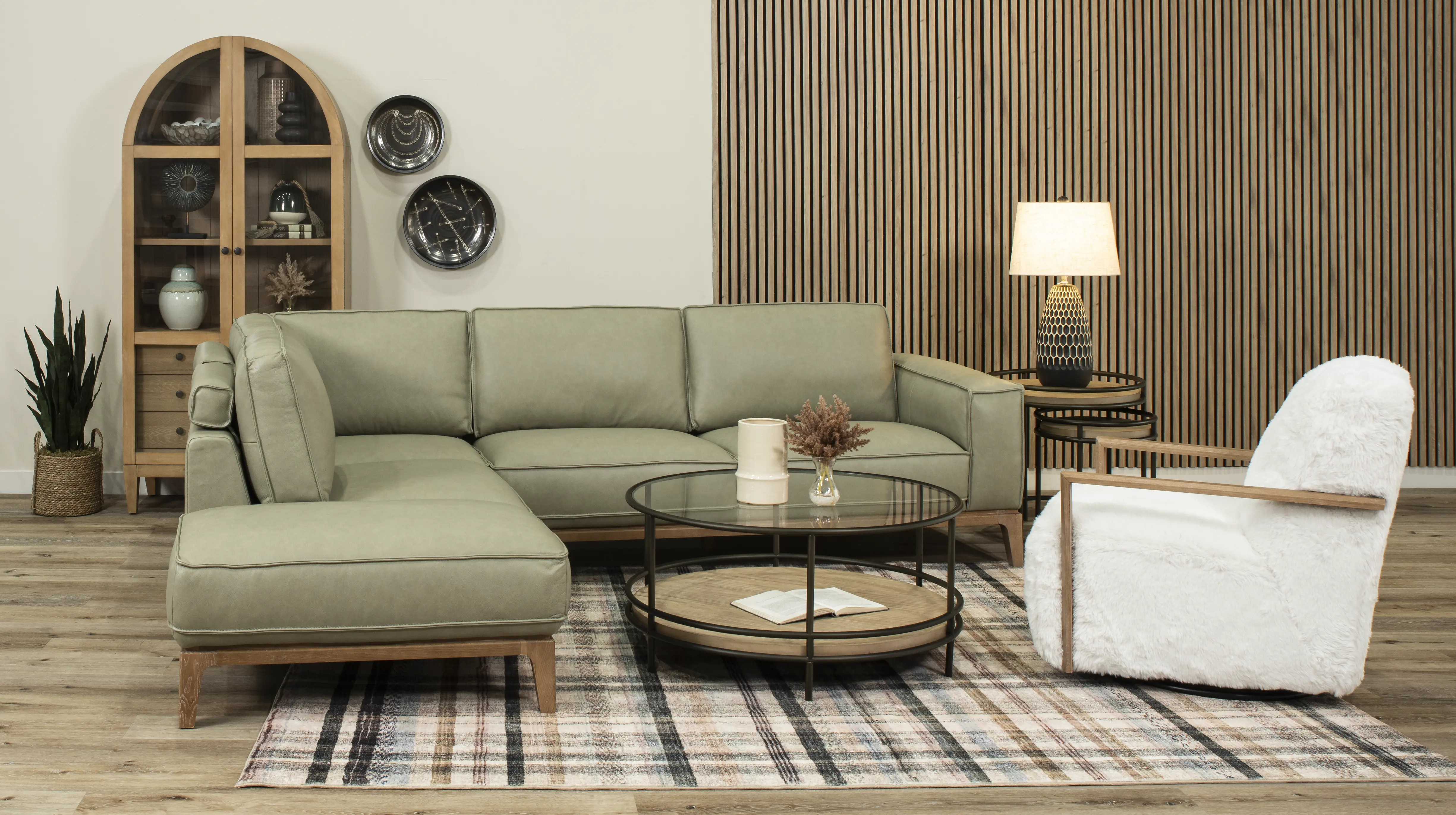 Texas Sage Green Leather 2 Piece Sectional-2