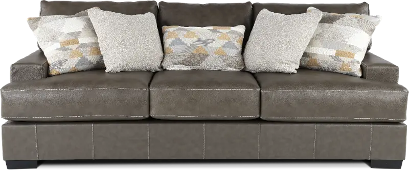 Dodge Gray Leather-Match Sofa