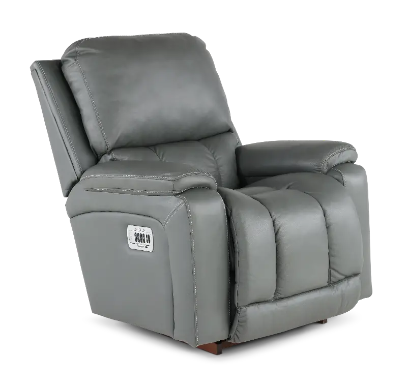 Greyson Blue-Gray Power Rocker Recliner with Headrest and Lumbar