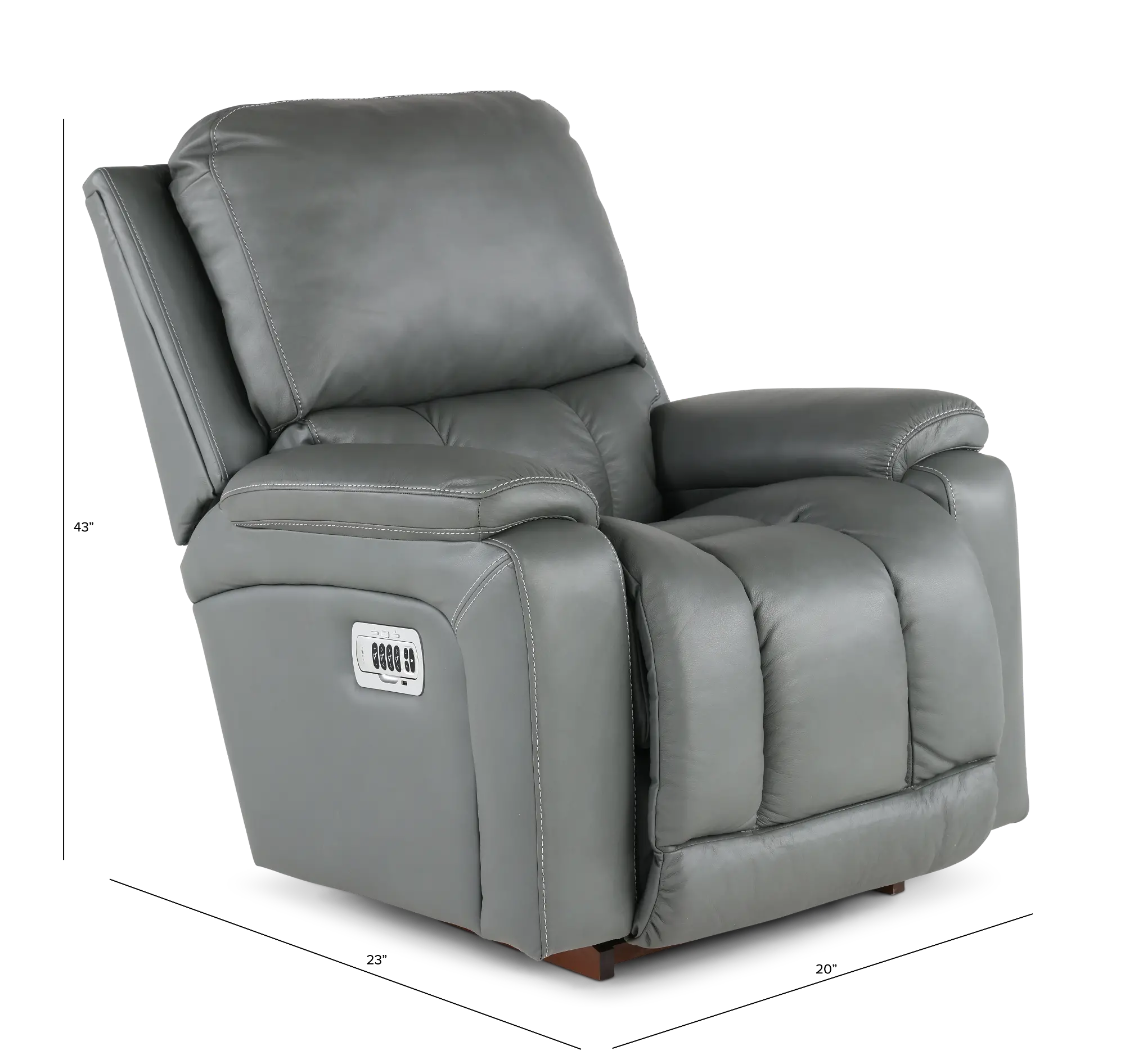 Greyson Blue-Gray Power Rocker Recliner with Headrest and Lumbar