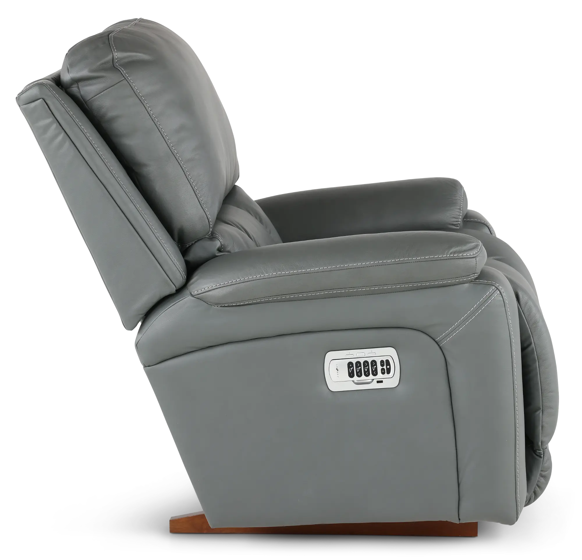 Greyson Blue-Gray Power Rocker Recliner with Headrest and Lumbar