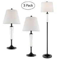 Freida Set of 3 Black and Clear Lamps