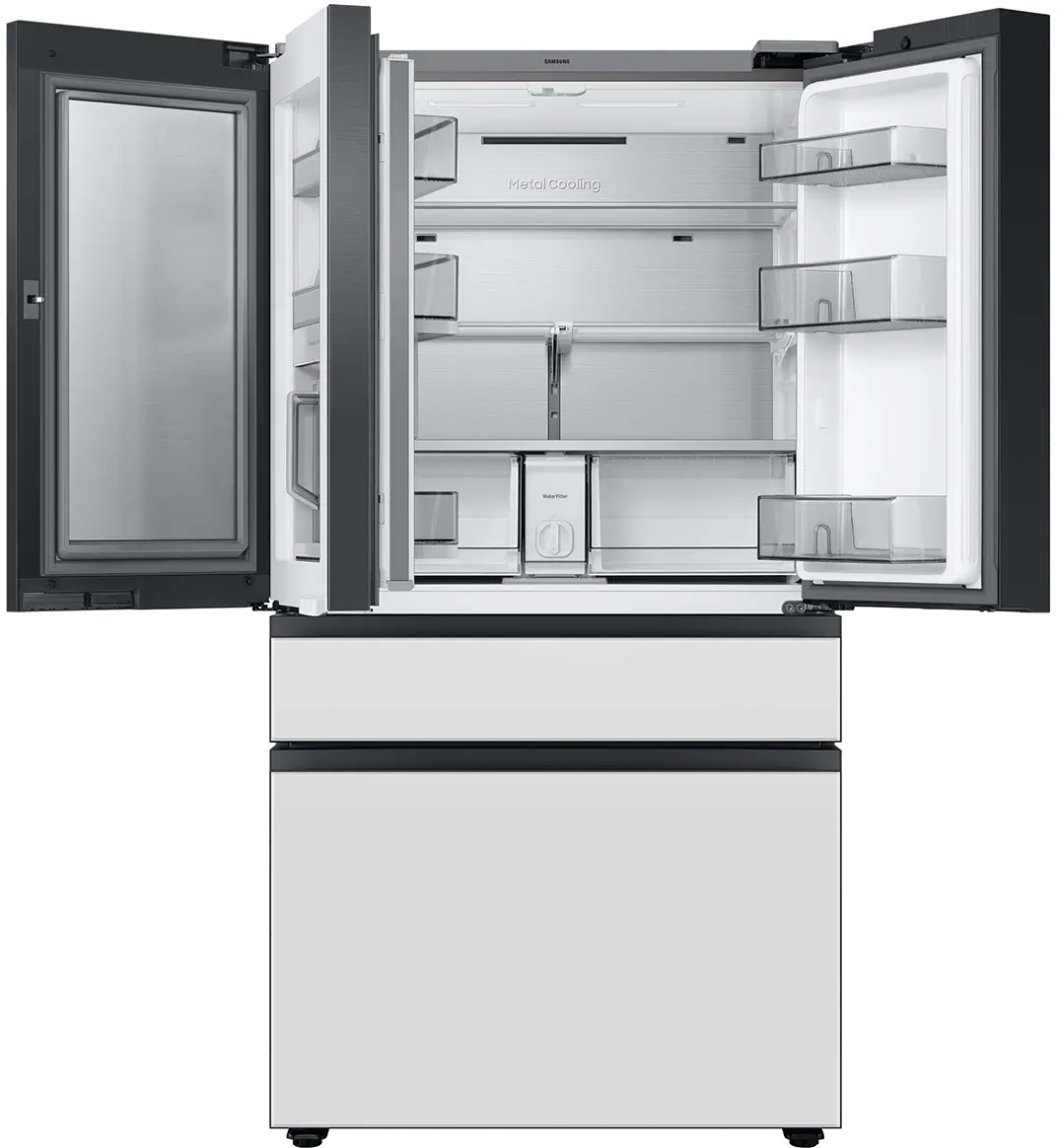 Samsung Bespoke 23 cu ft 4 Door French Door Refrigerator - Counter Depth White Glass-5