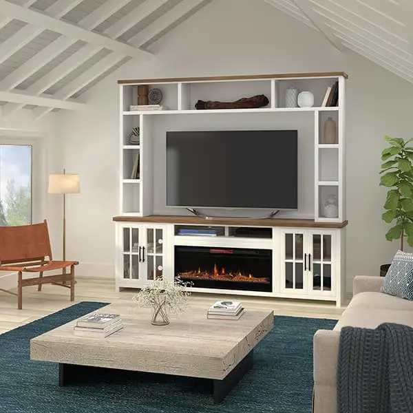 Hampton White Fireplace Entertainment Center-2