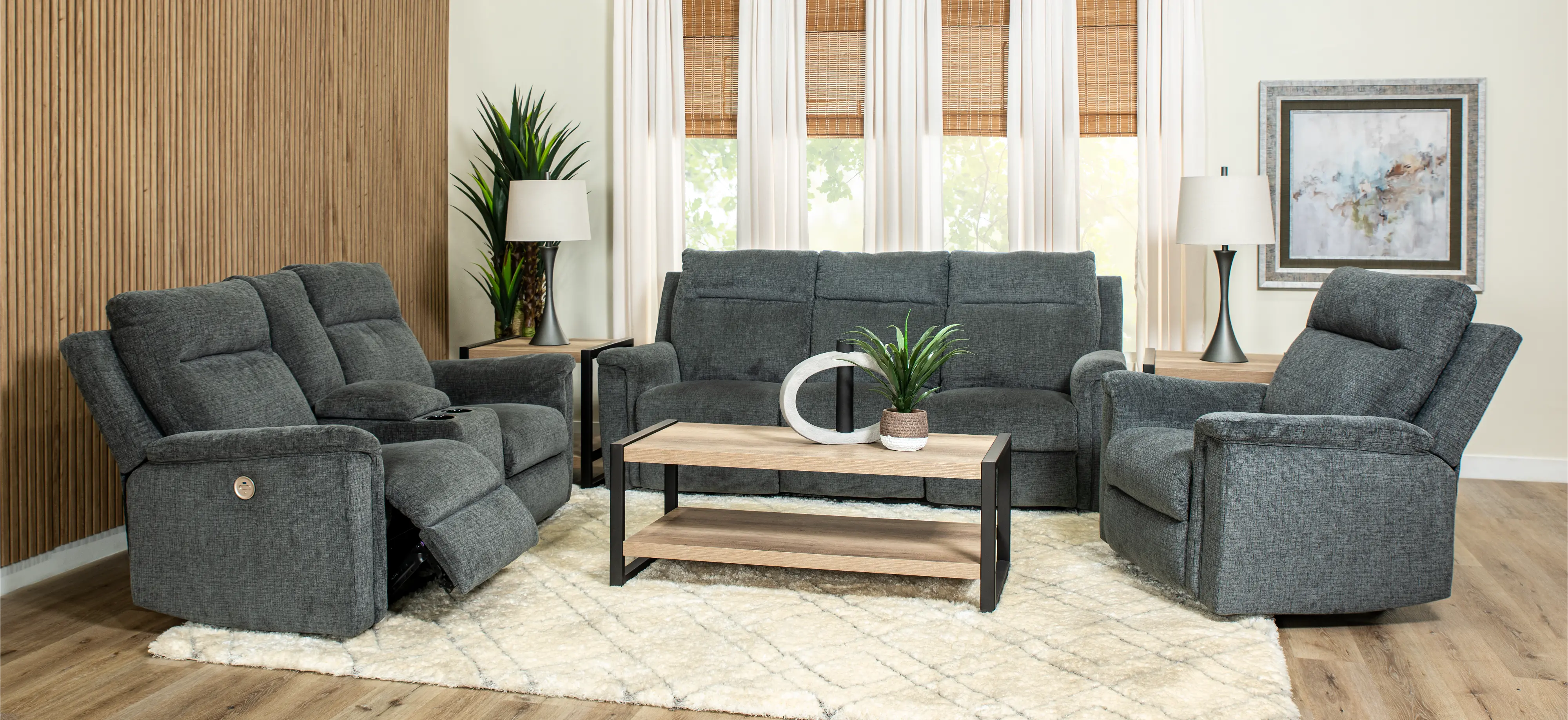 Barnsana Dark Gray Power Reclining Loveseat-2