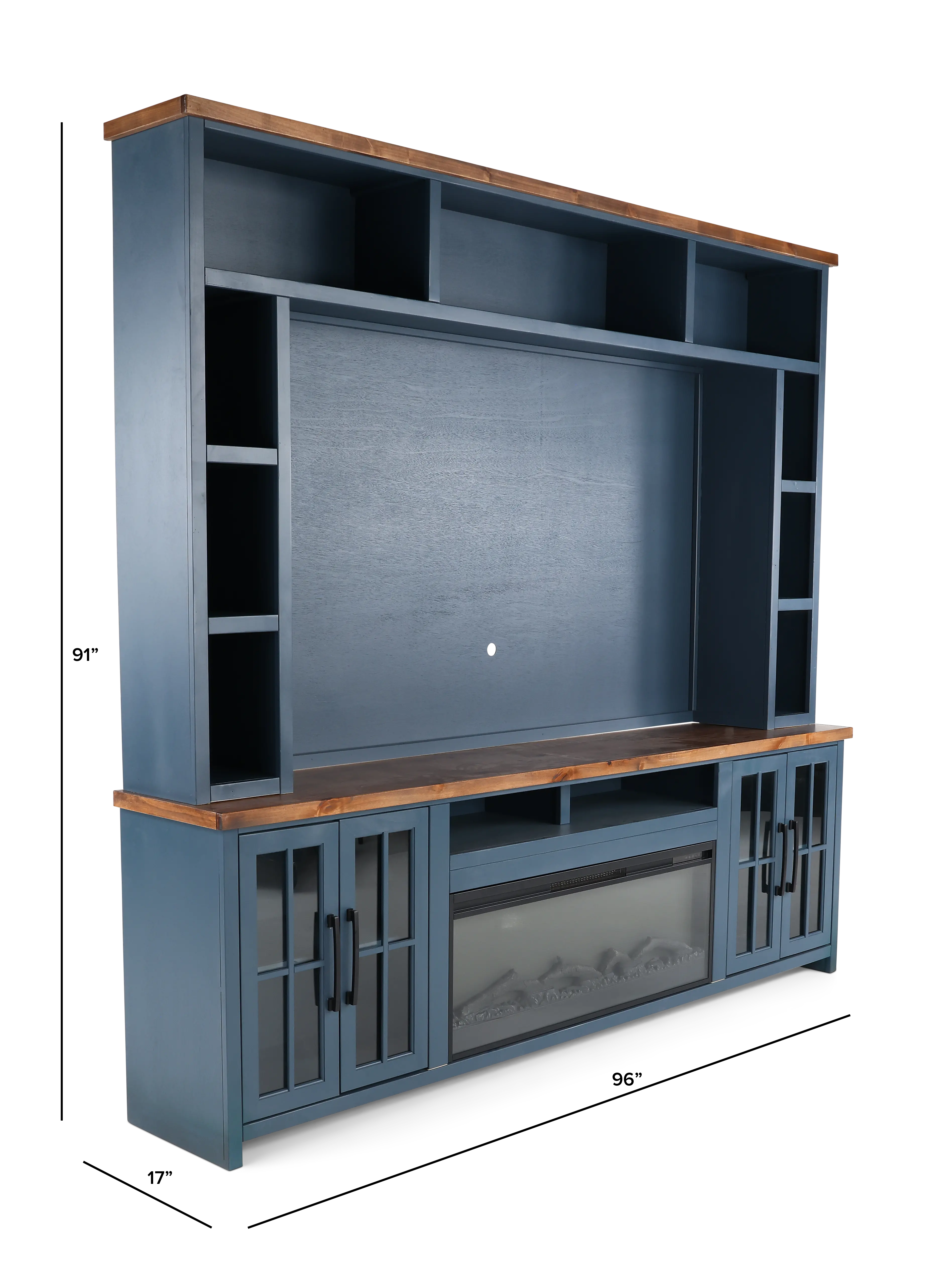 Nantucket Blue Fireplace Entertainment Center-3
