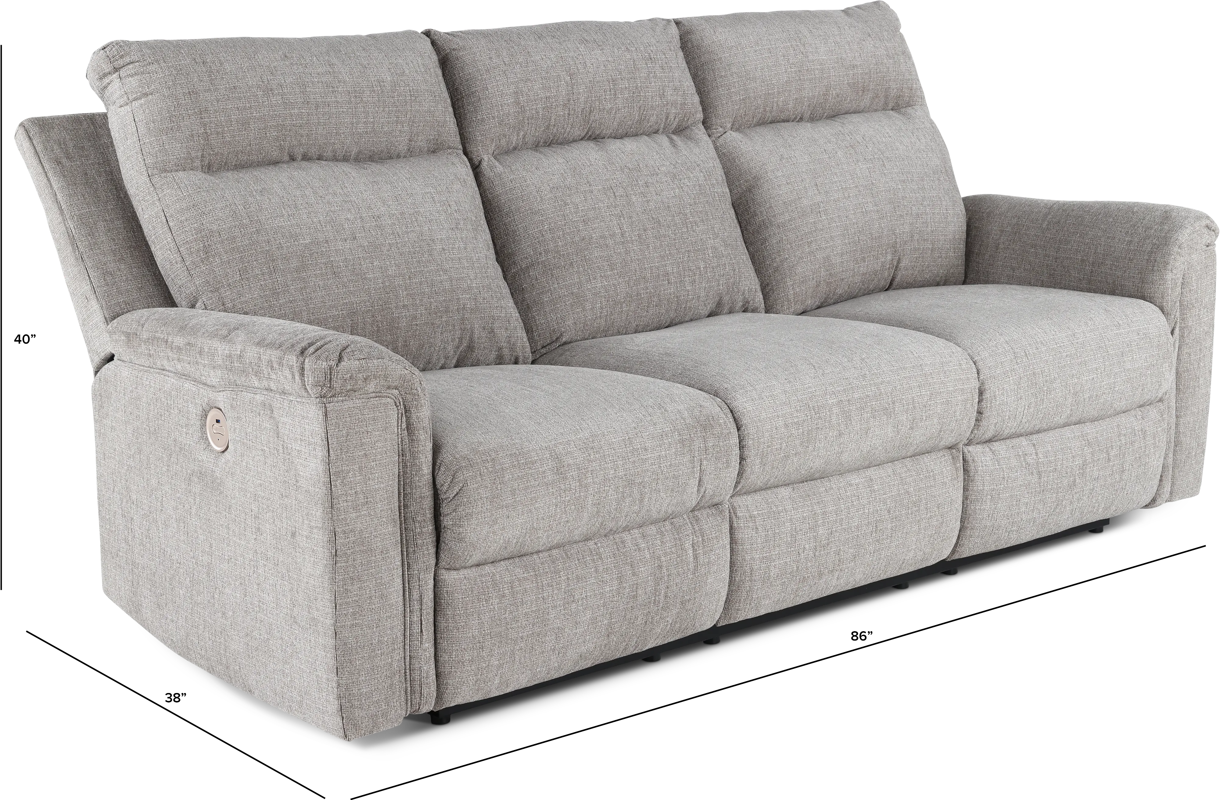 Barnsana Light Gray Power Reclining Sofa-3