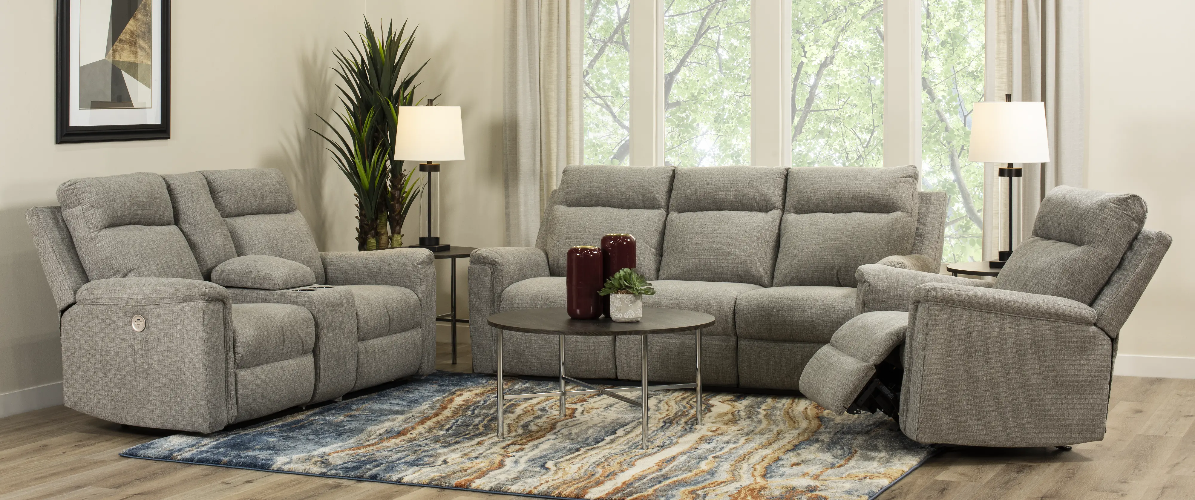 Barnsana Light Gray Power Reclining Loveseat-2