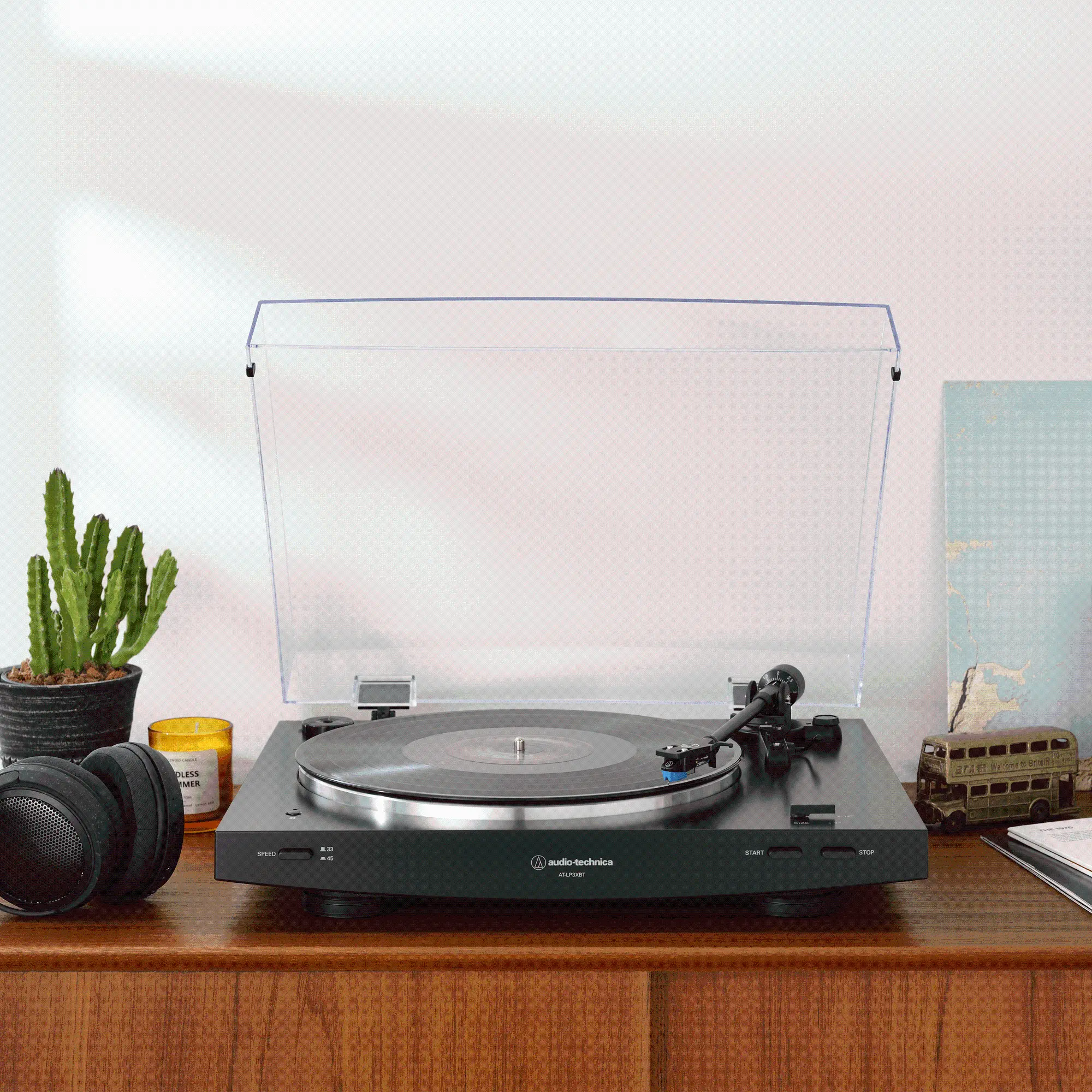 AT-LP3XBT-BK Audio Technica AT-LP3BK Fully Automatic Two-Speed Turntable with Bluetooth-2