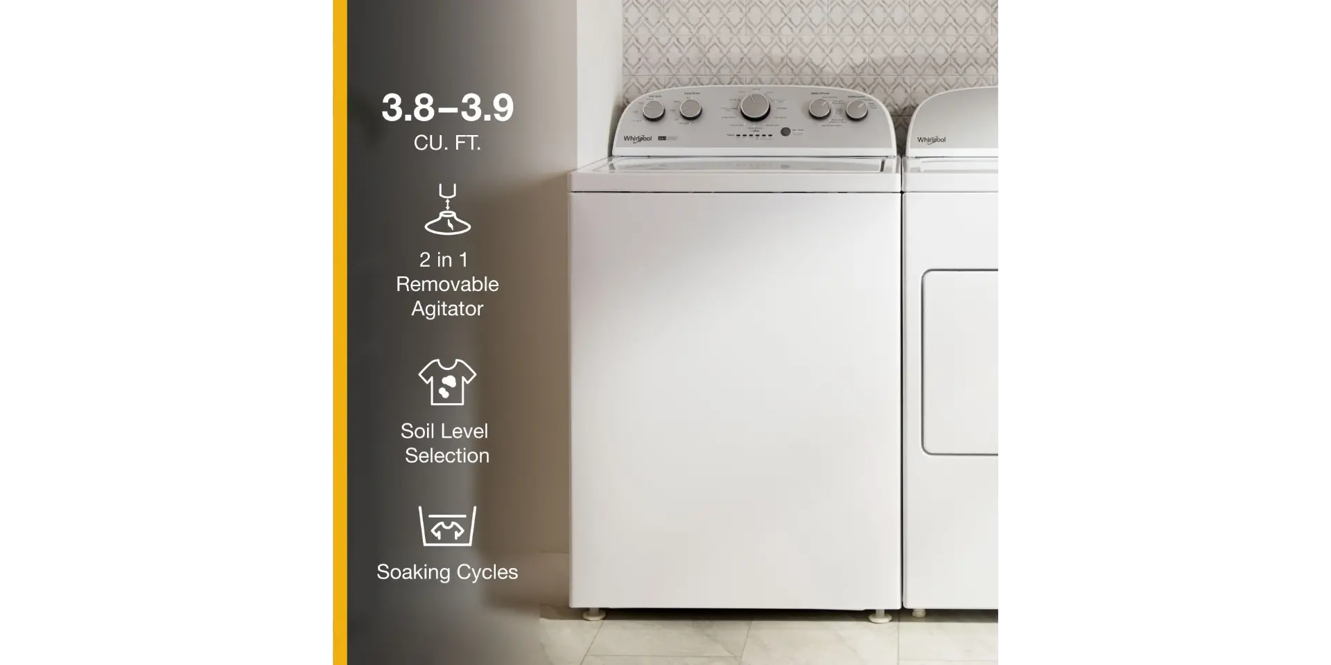 WTW4957PW Whirlpool 3.8 Cu Ft Top Load Washer with 2-in-1 Removable Agitator - White-4