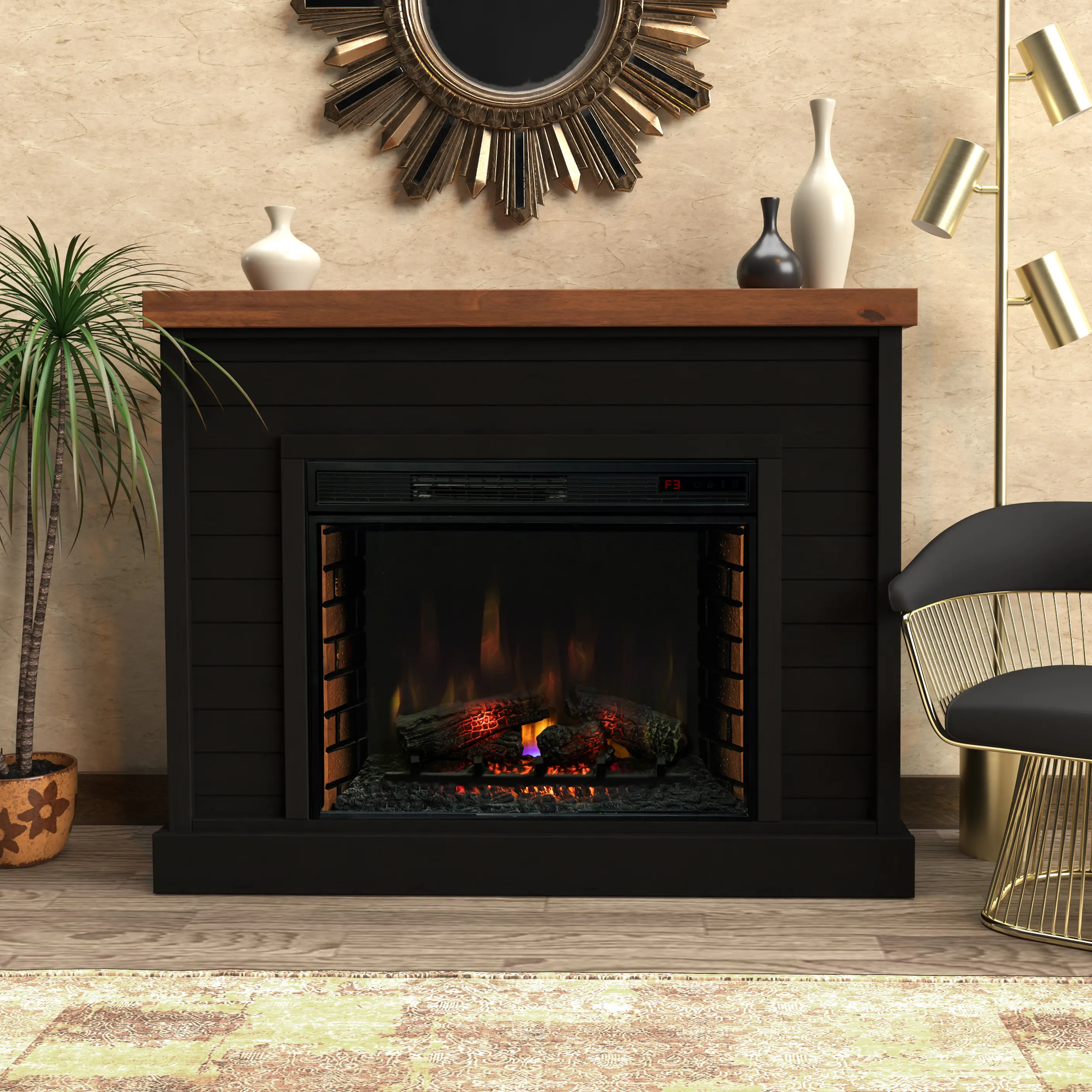 Washington Black 48  Fireplace Mantle-2