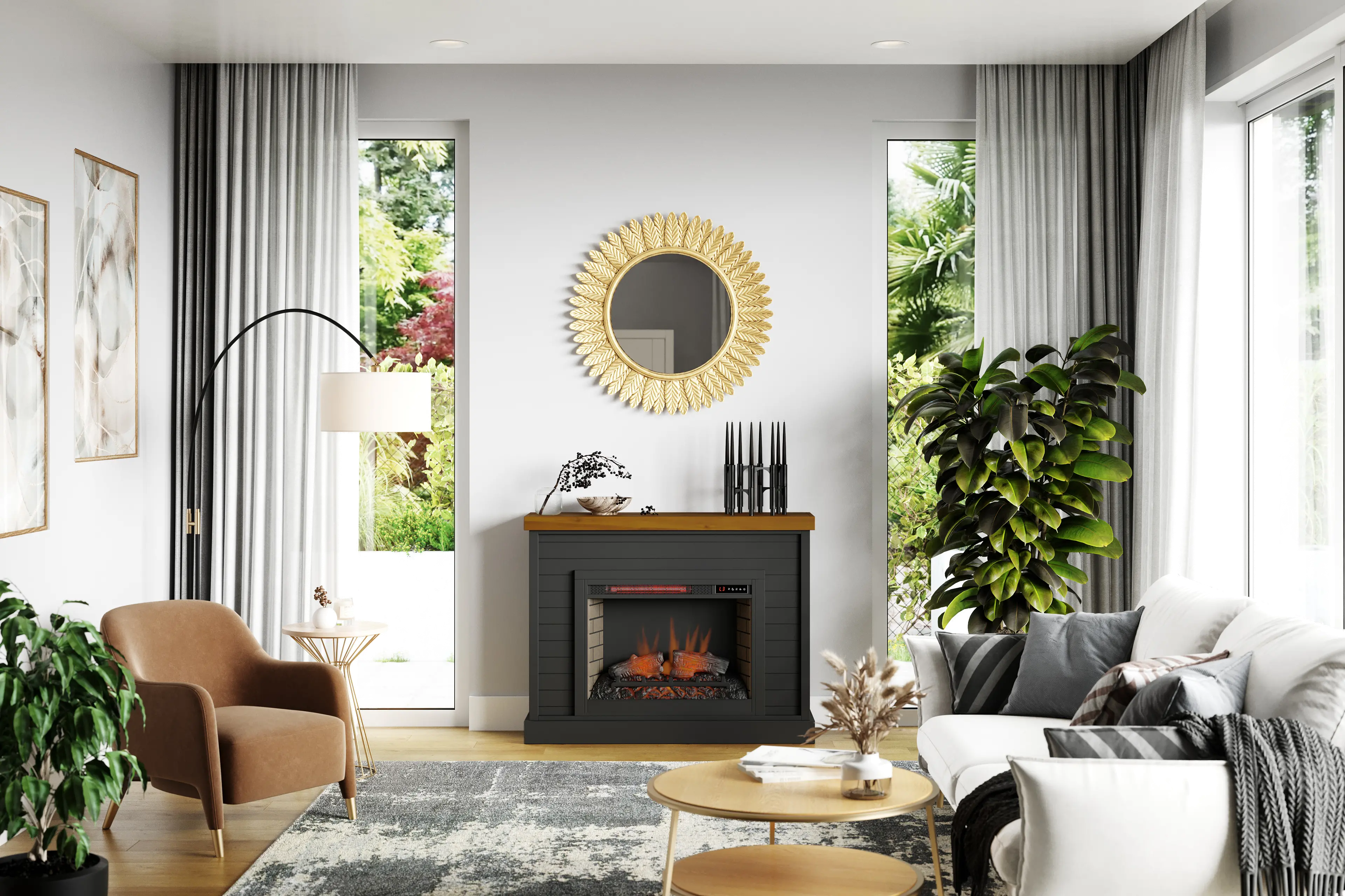 Washington Black 48  Fireplace Mantle-7