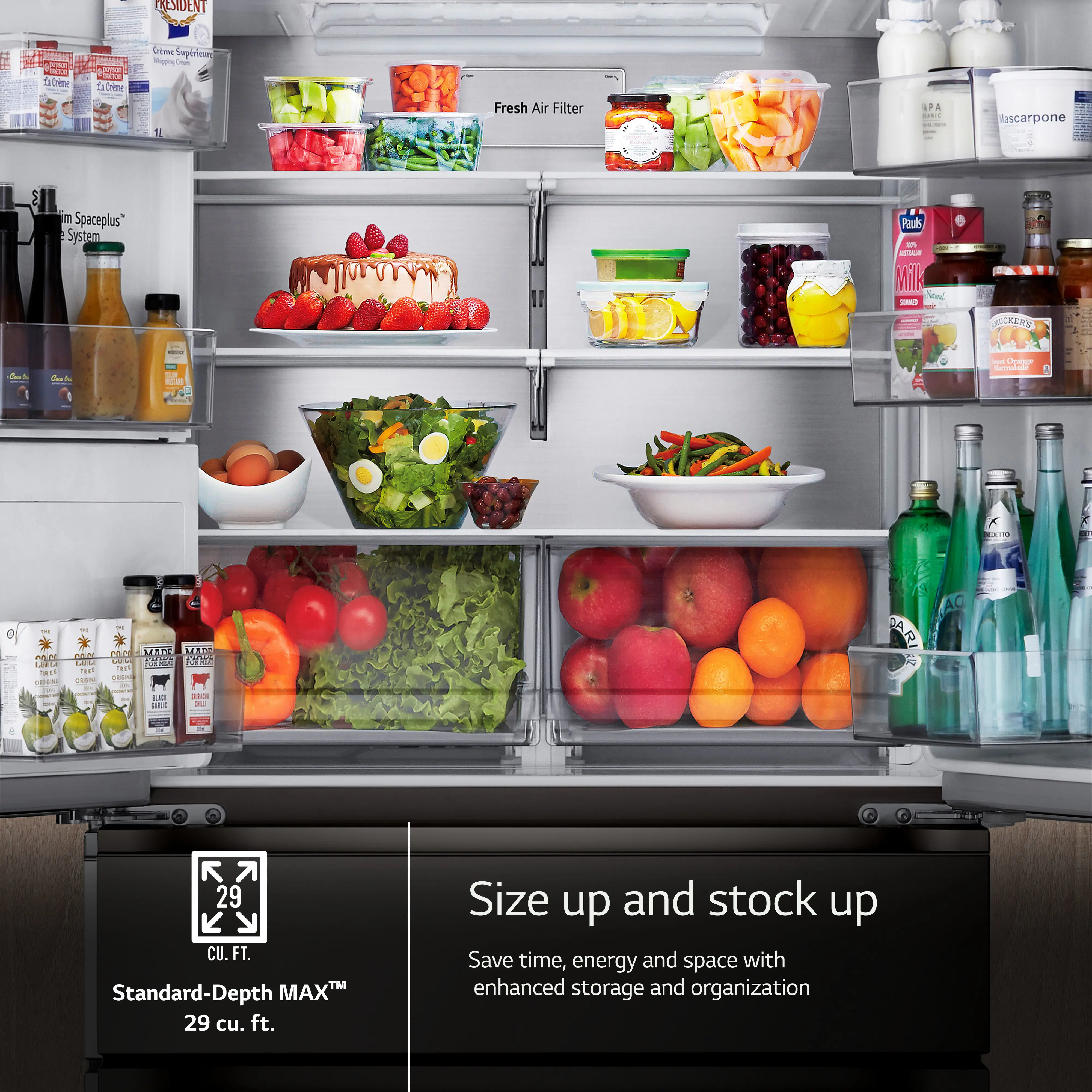 LF29H8330D LG 28.6 Cu Ft French Door Refrigerator - PrintProof™ Black Stainless Steel-3