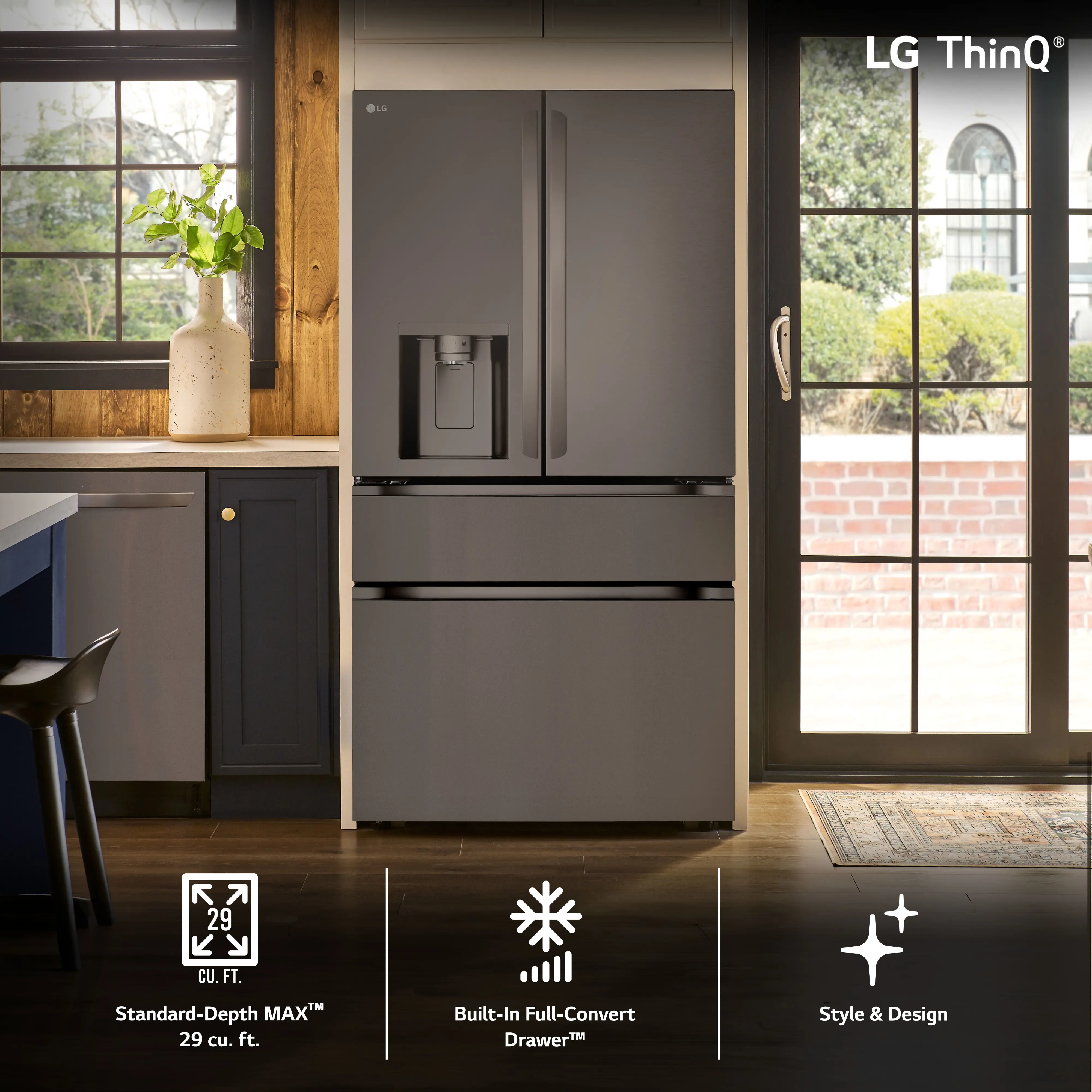 LF29H8330D LG 28.6 Cu Ft French Door Refrigerator - PrintProof™ Black Stainless Steel-4