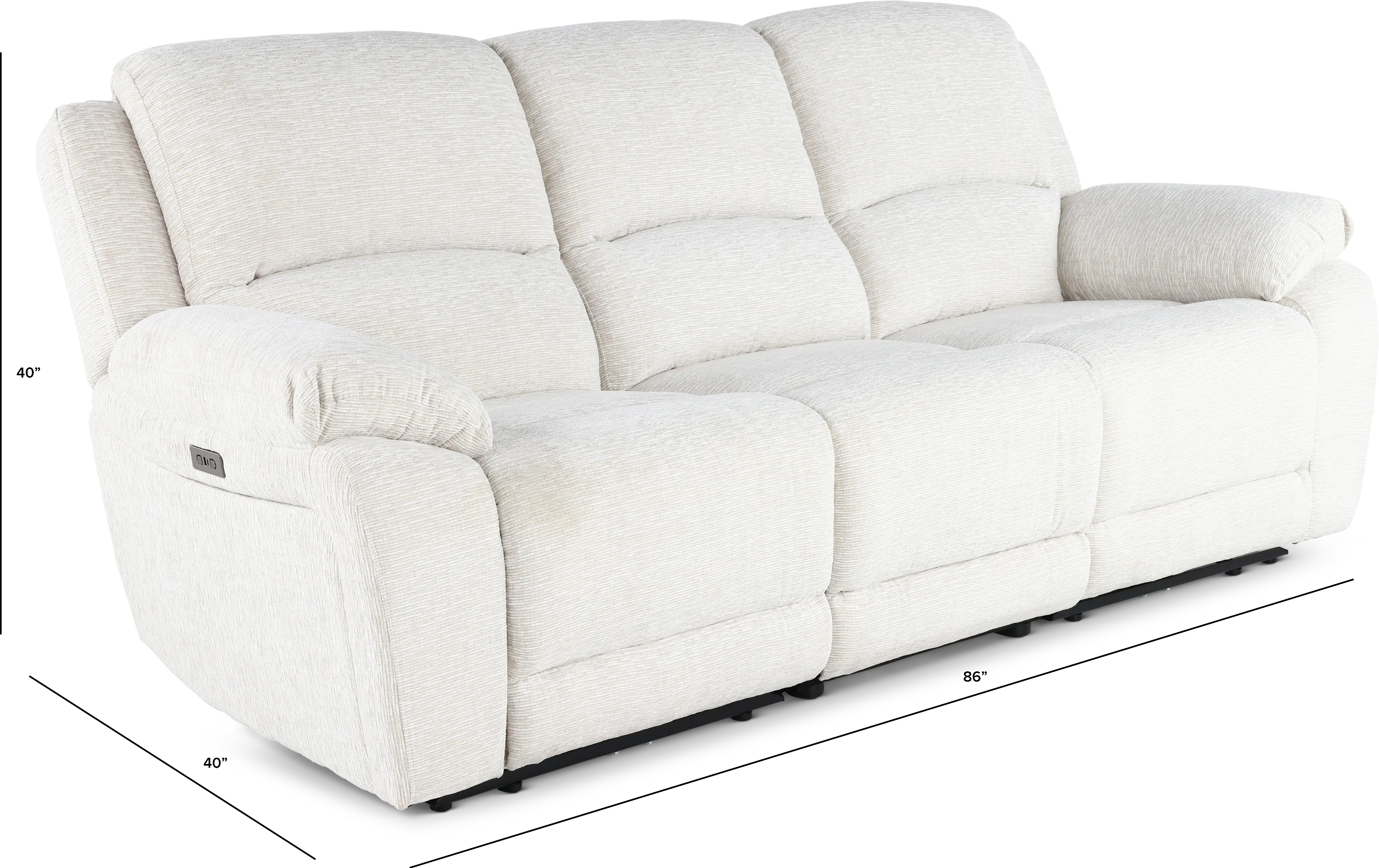 Birch Opal White Power Reclining Sofa-3