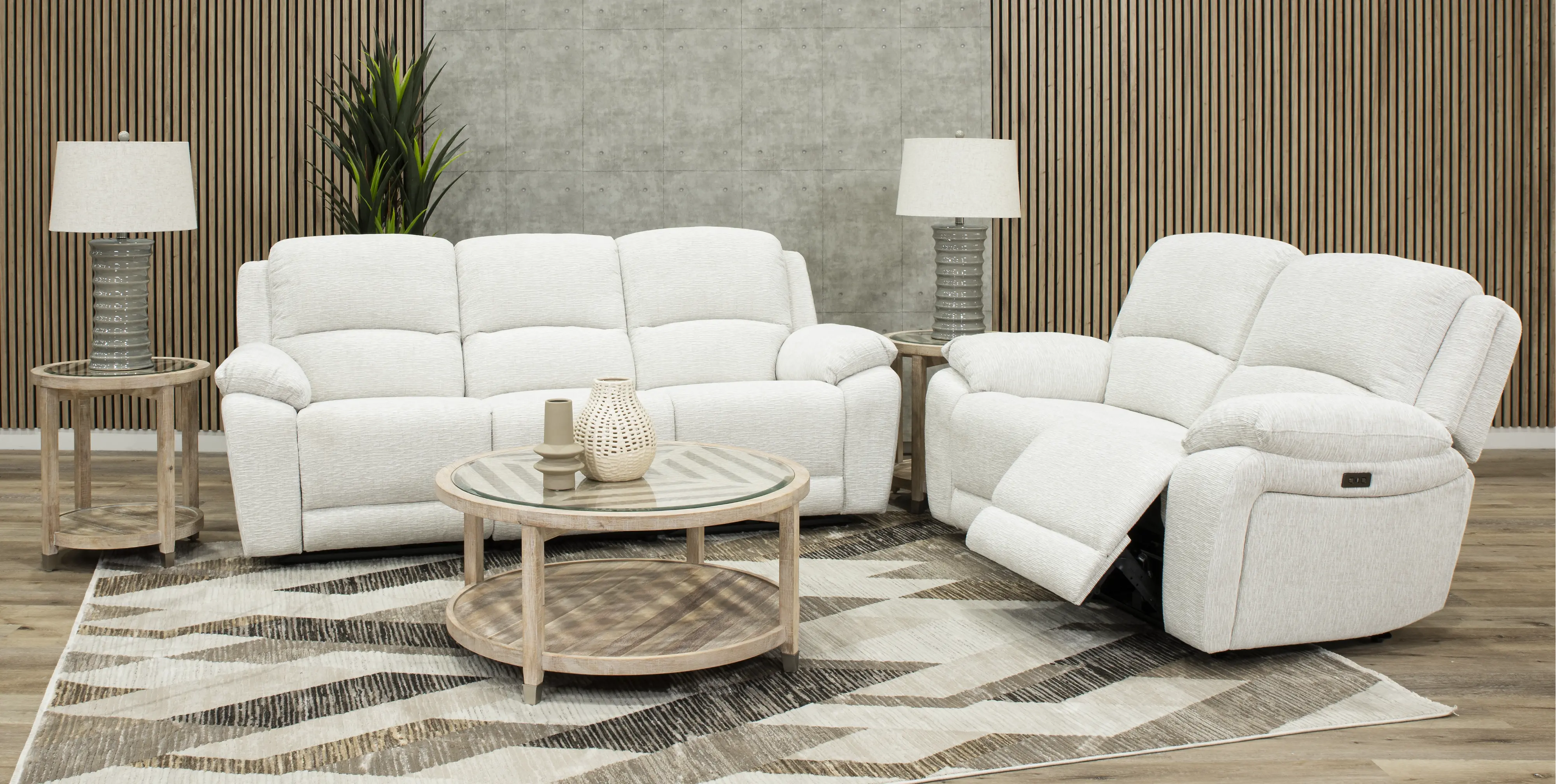 Birch Opal White Power Reclining Loveseat-2