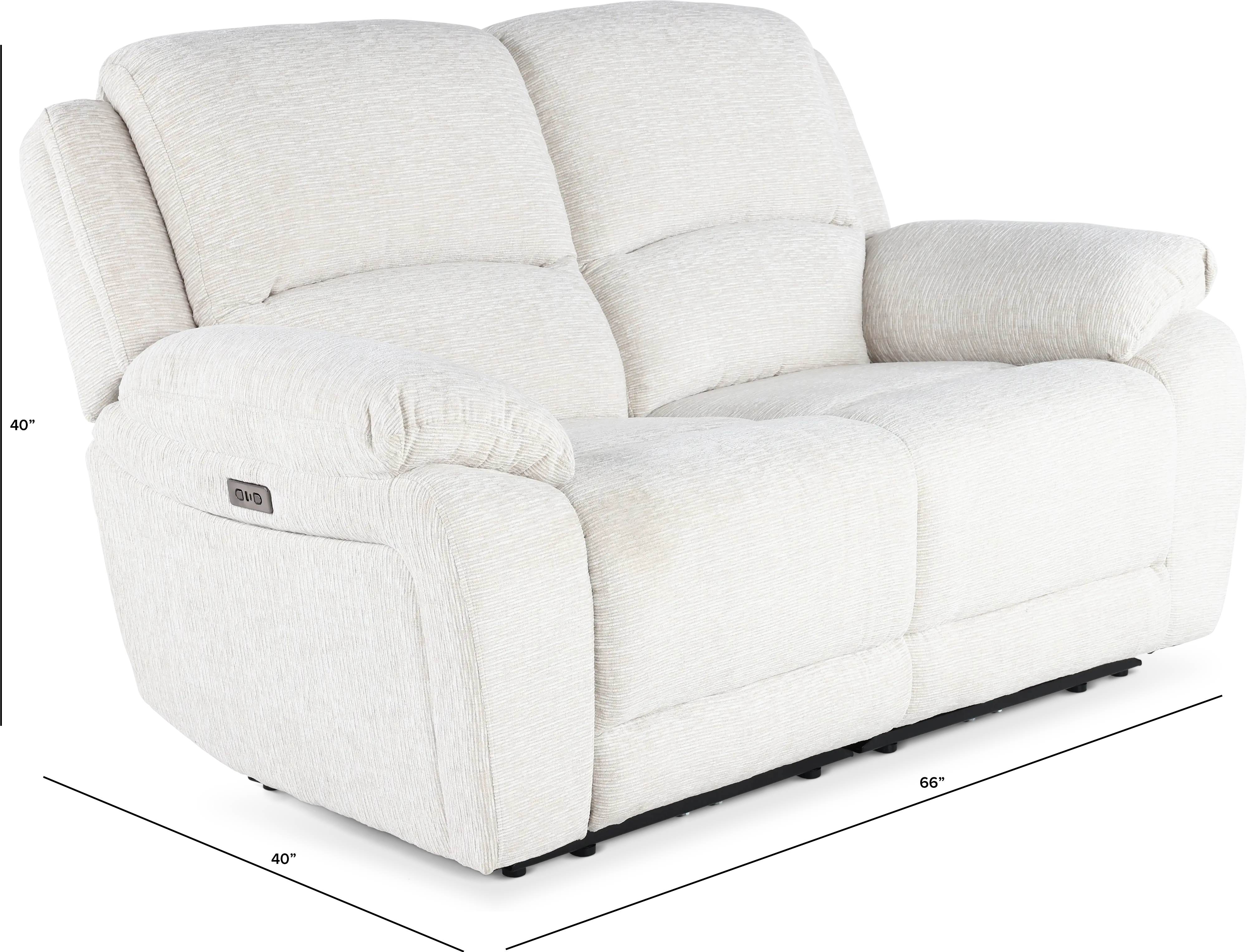 Birch Opal White Power Reclining Loveseat-3