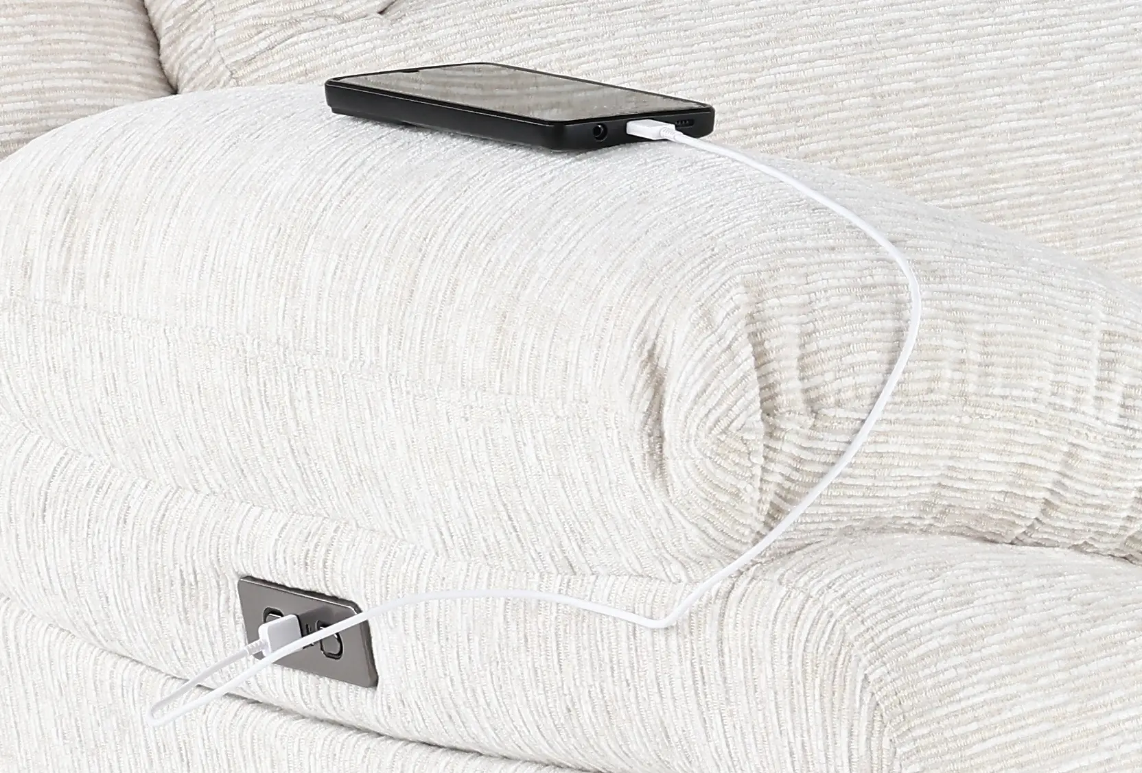 Birch Opal White Power Reclining Loveseat-8