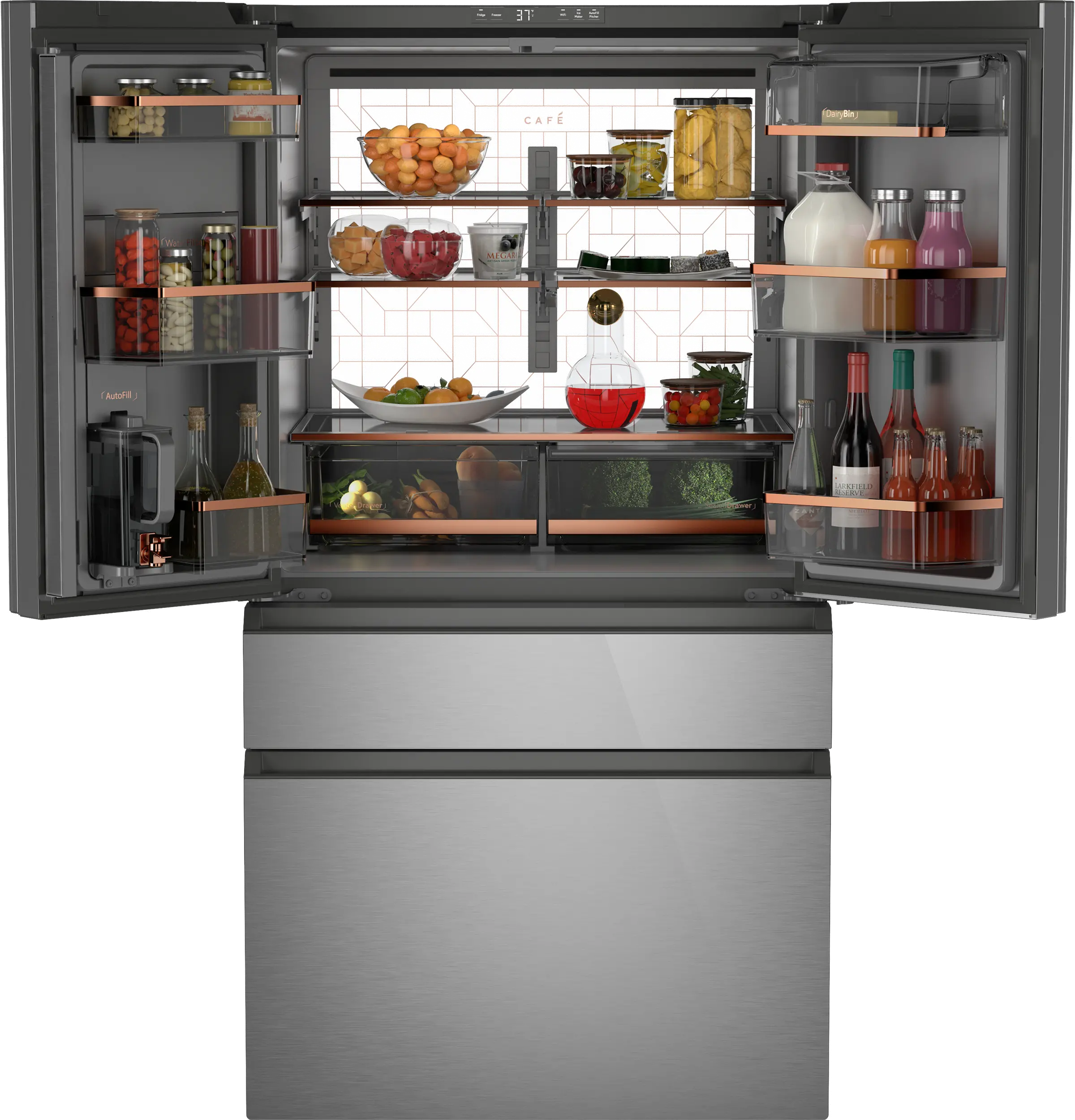 CGE29DM5TS5 GE Cafe 28.7 Cu Ft 4-Door French Door Refrigerator - Platinum Glass-10