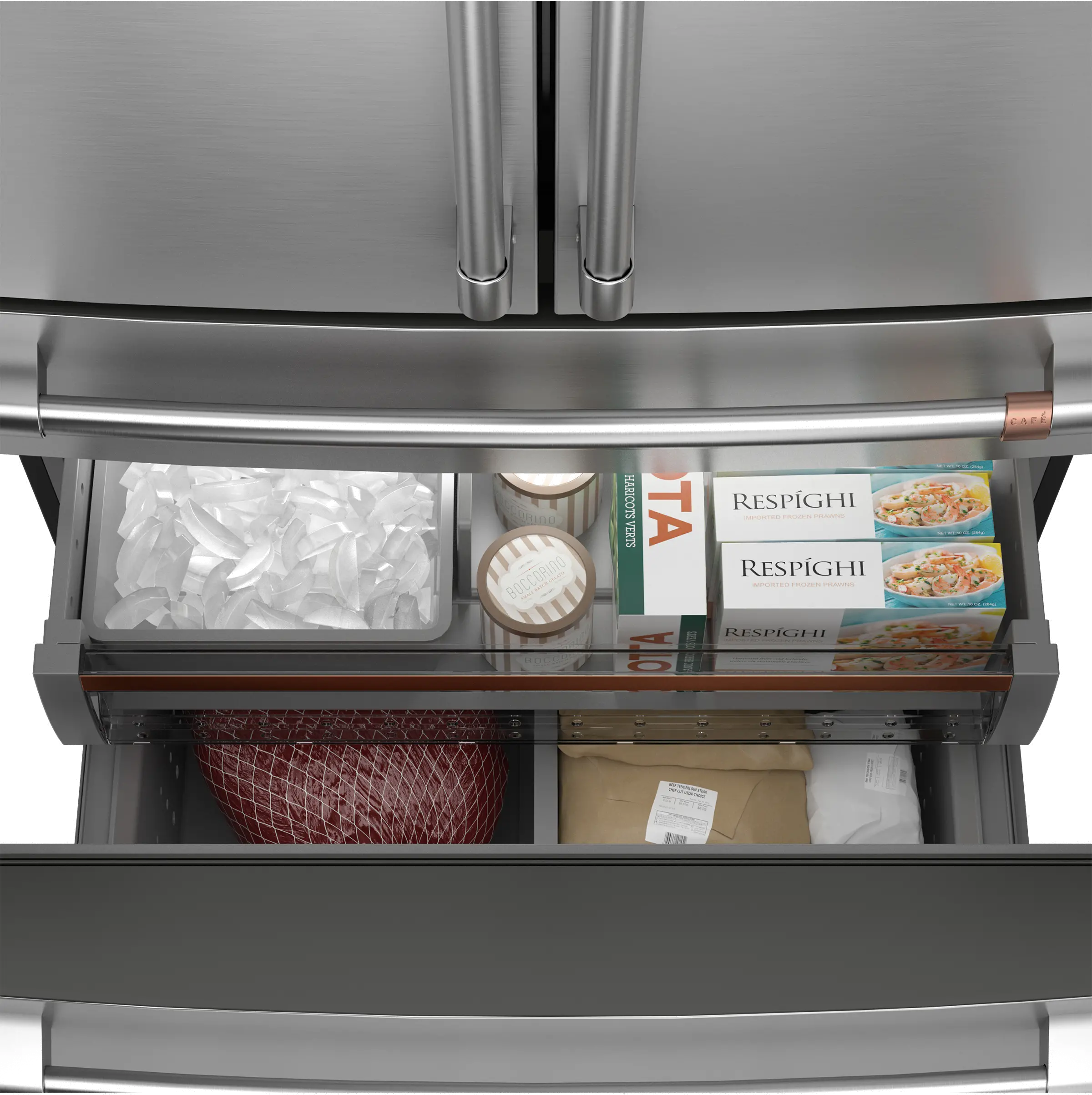 CGE29DM5TS5 GE Cafe 28.7 Cu Ft 4-Door French Door Refrigerator - Platinum Glass-7