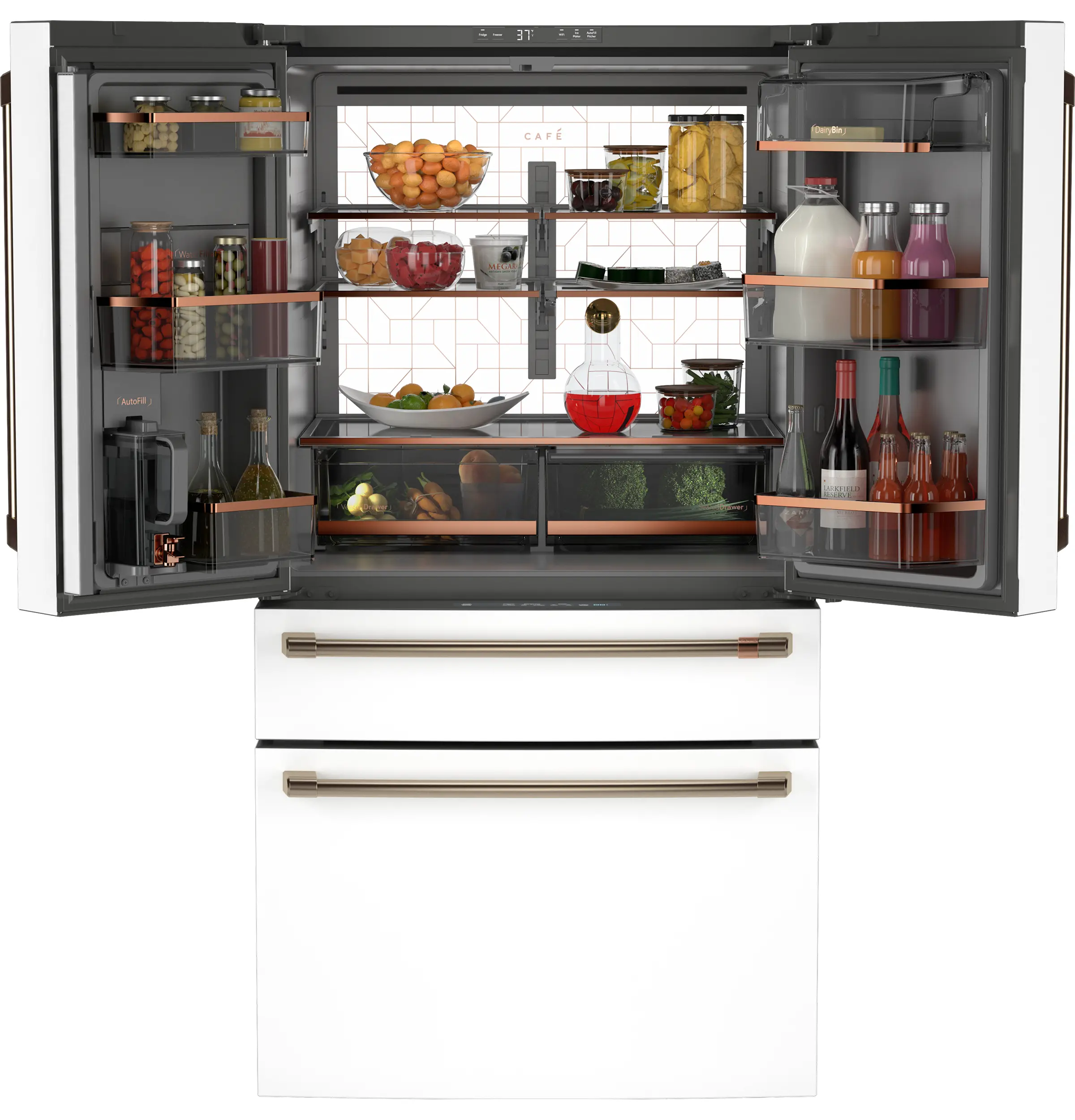 CGE29DP4TW2 GE Cafe 28.7 Cu Ft 4-Door French Door Refrigerator - Matte White-10