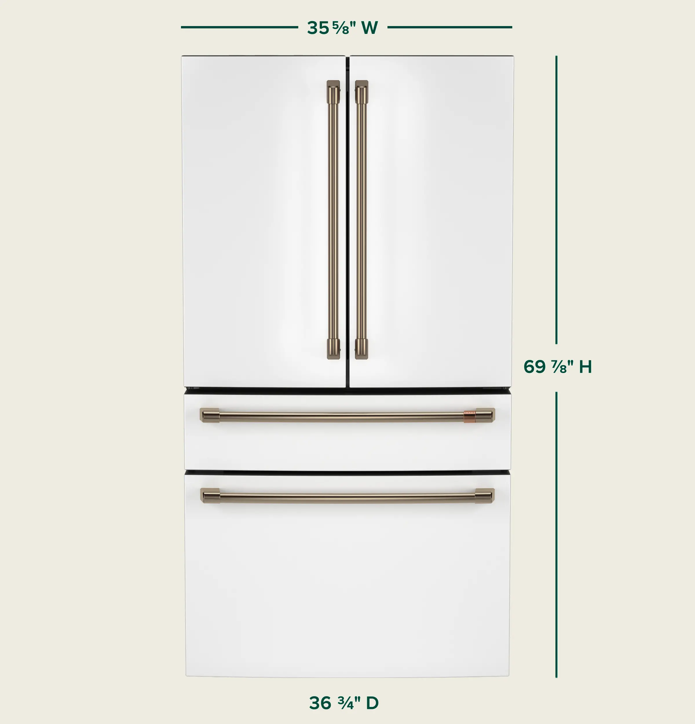 CGE29DP4TW2 GE Cafe 28.7 Cu Ft 4-Door French Door Refrigerator - Matte White-2