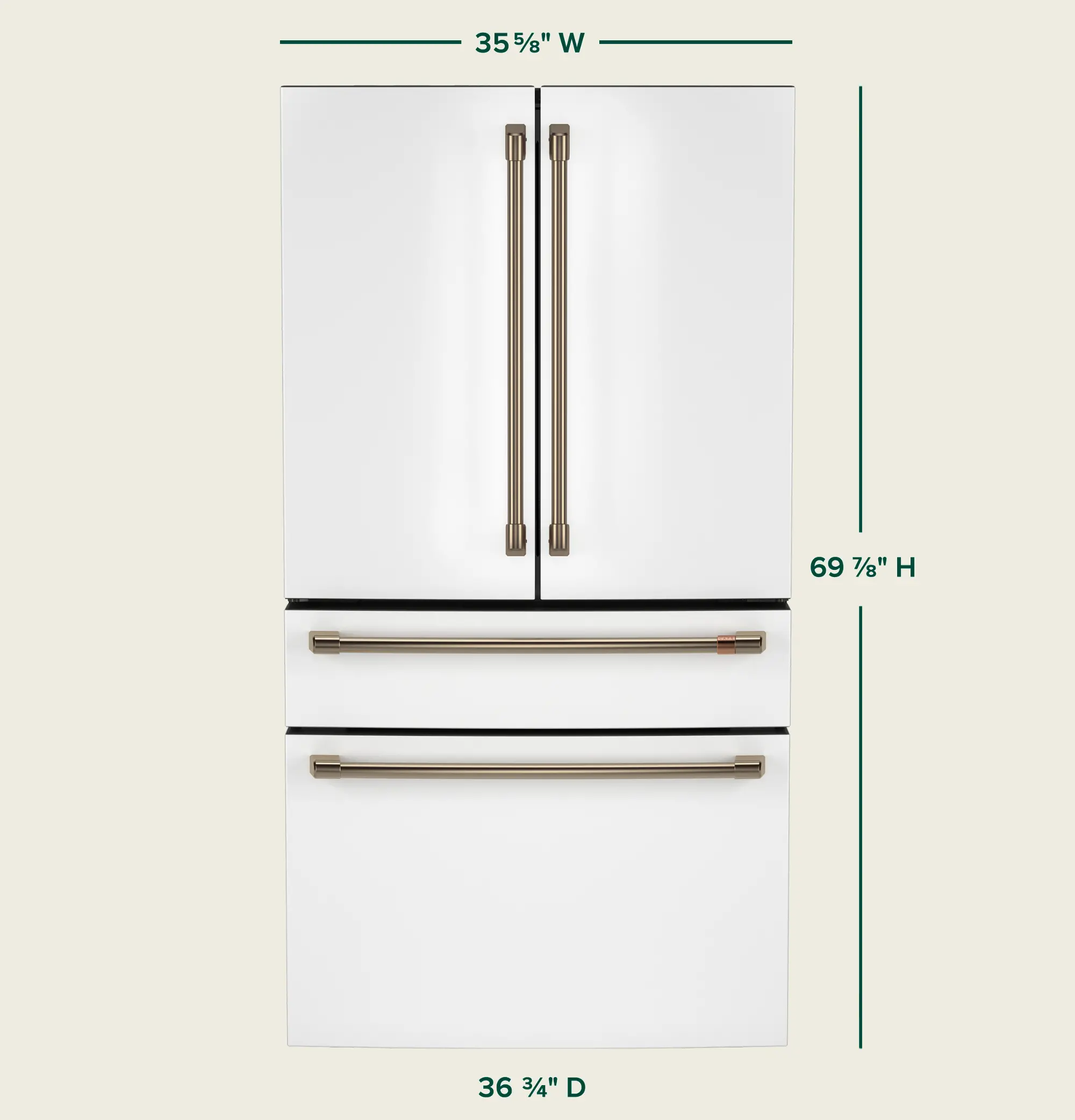 GE Cafe 28.7 Cu Ft 4-Door French Door Refrigerator - Matte White