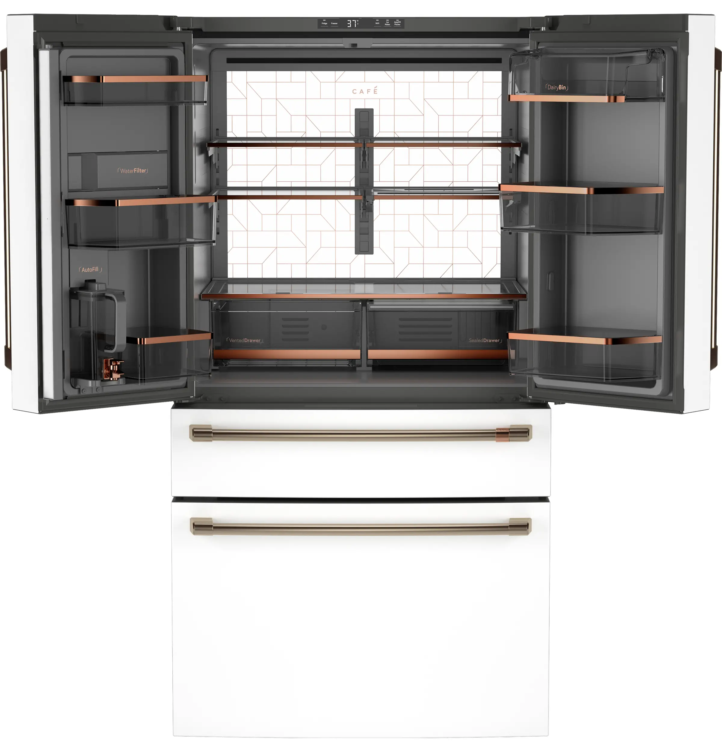 CGE29DP4TW2 GE Cafe 28.7 Cu Ft 4-Door French Door Refrigerator - Matte White-4