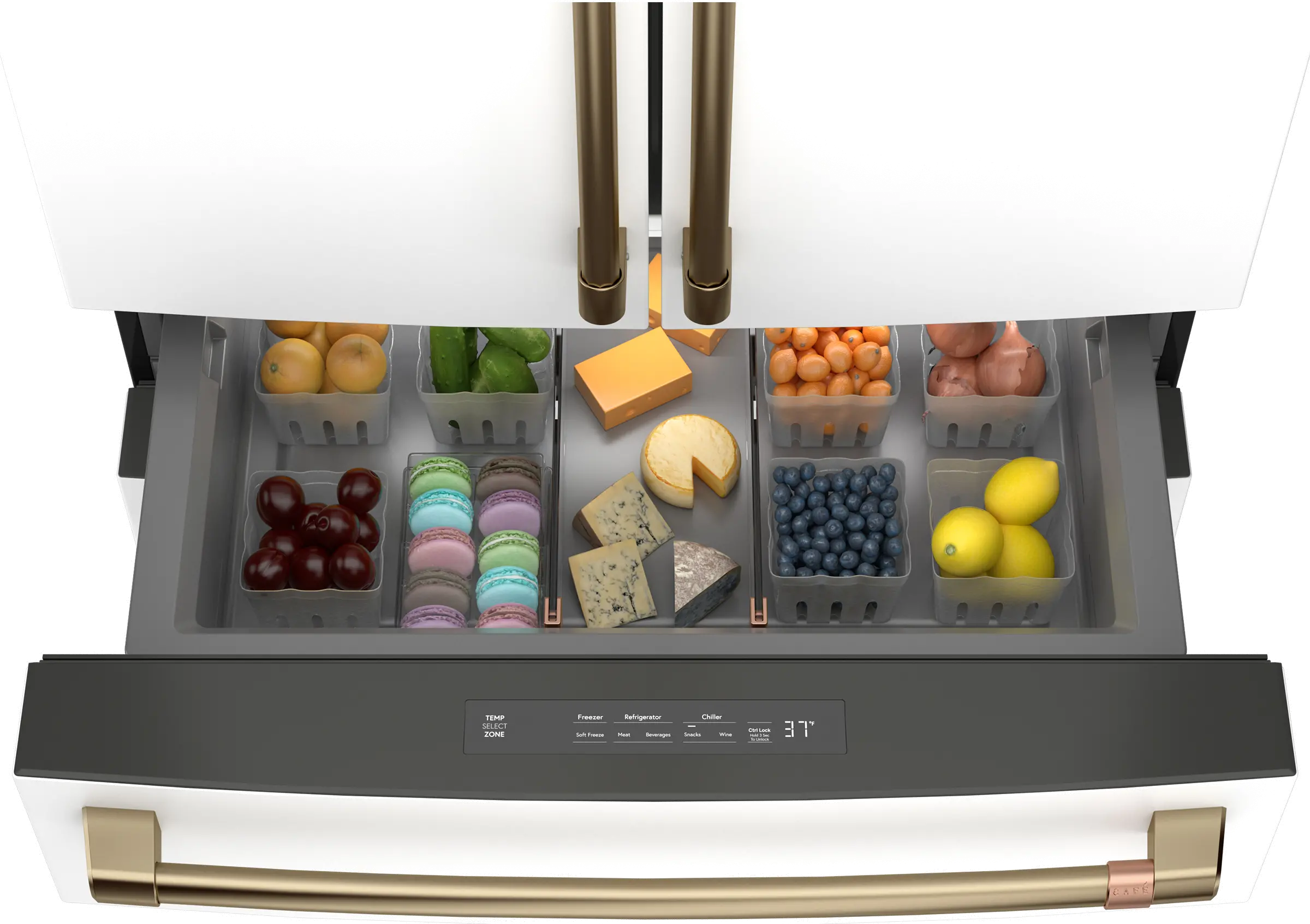 CGE29DP4TW2 GE Cafe 28.7 Cu Ft 4-Door French Door Refrigerator - Matte White-5