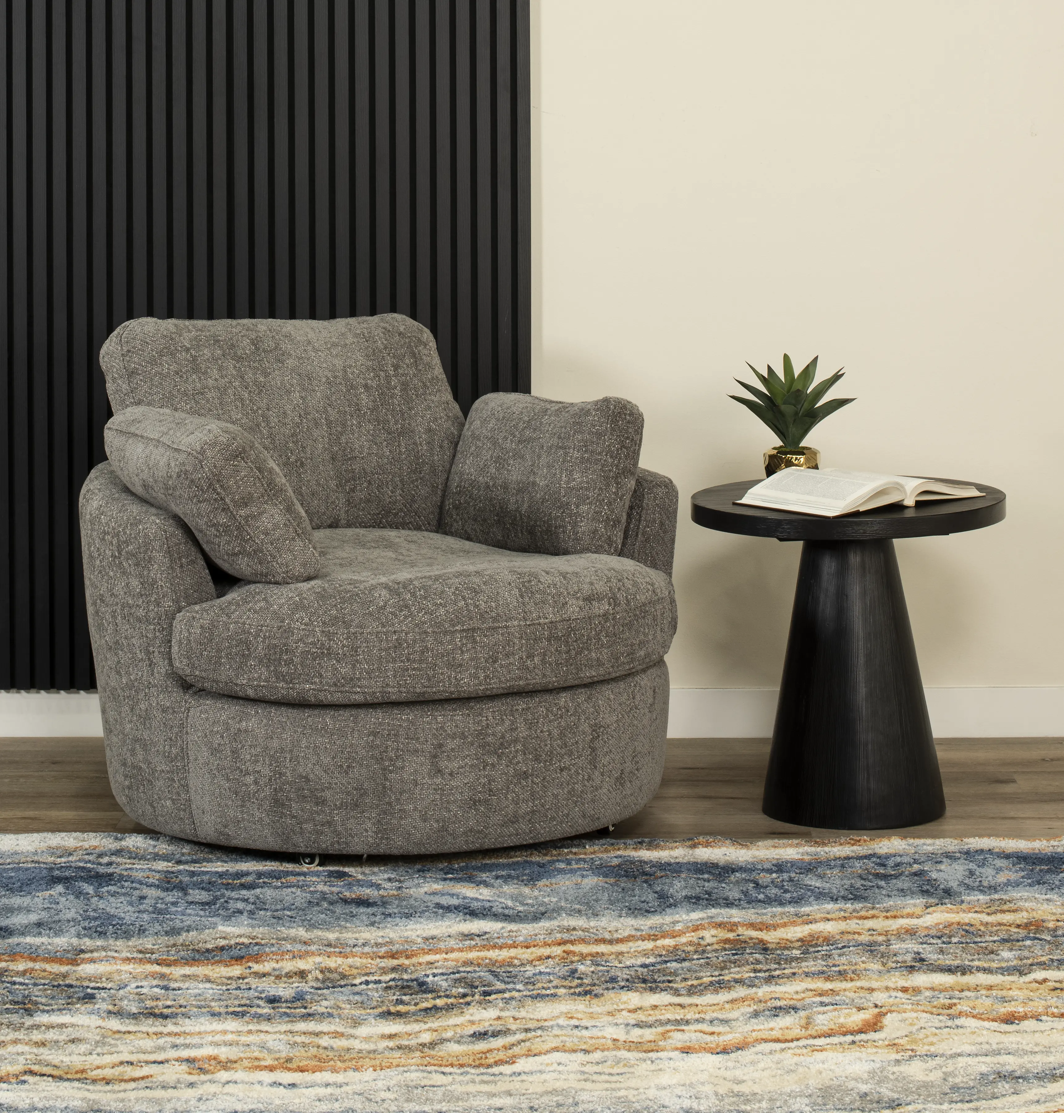 Slider Brown Swivel Barrel Chair-2