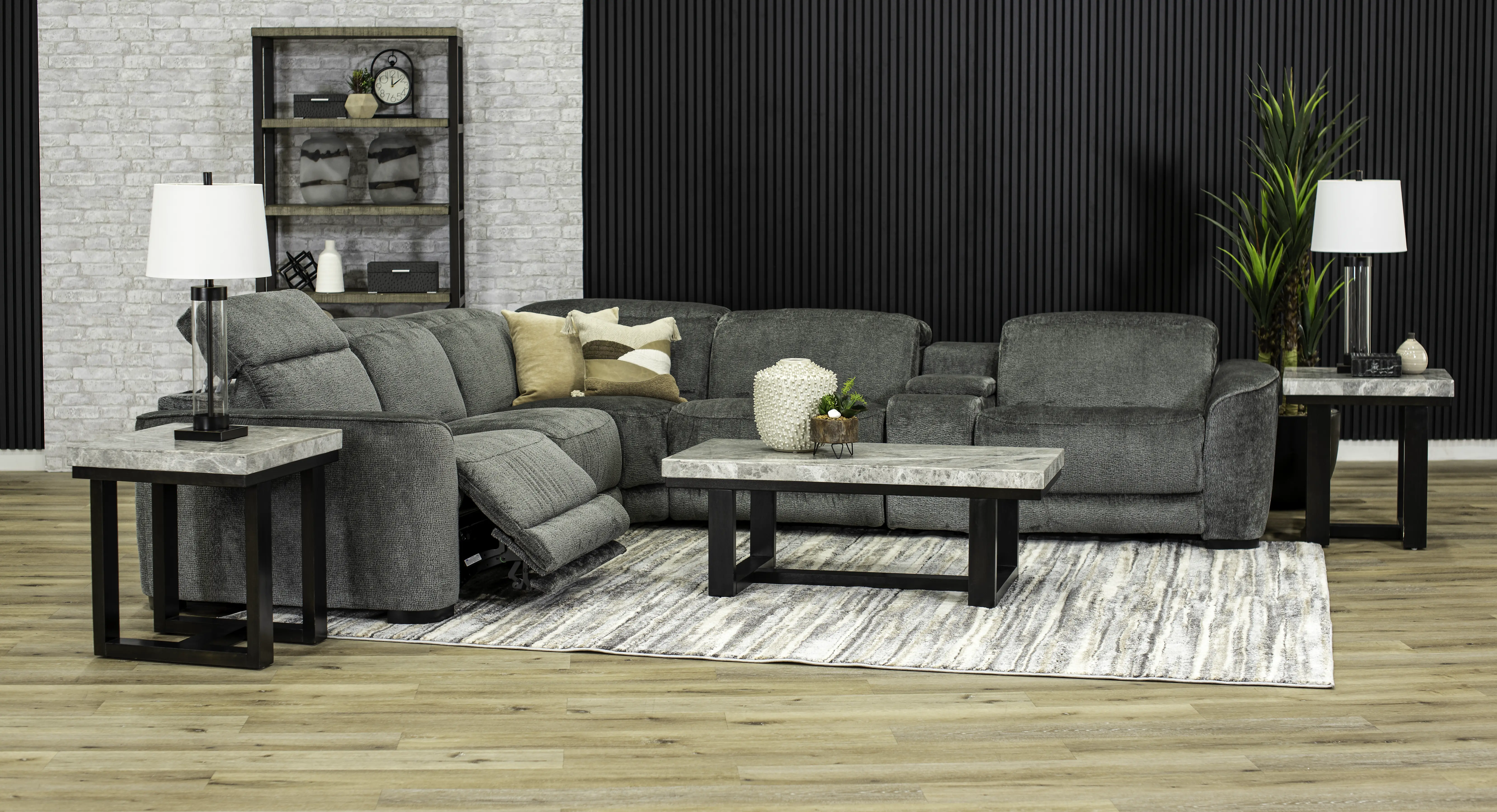 Waves Graphite 6 Piece Power Reclining Sectional-2